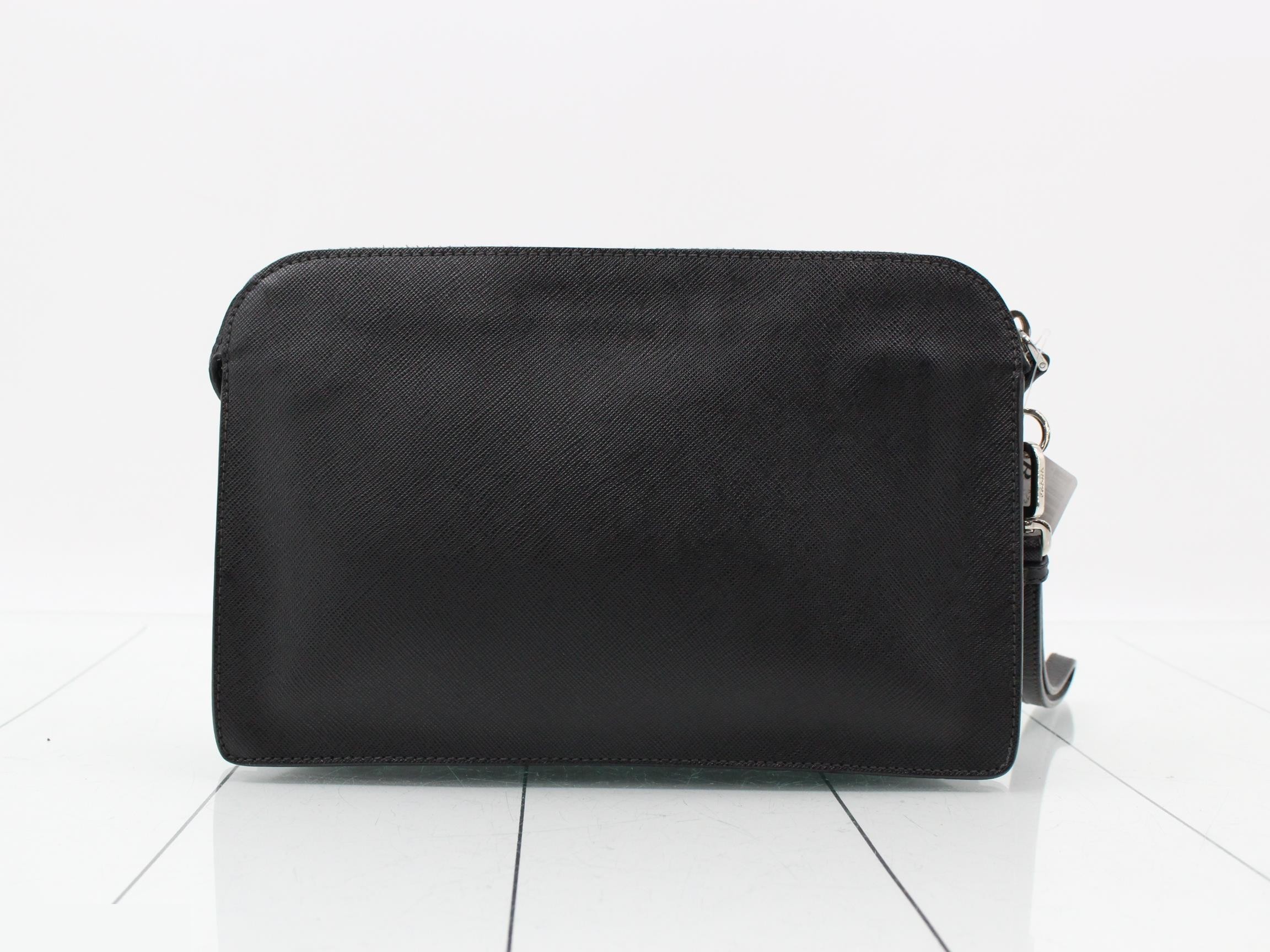 Saffano Leather Porter Clutch Bag with Strap — view 2