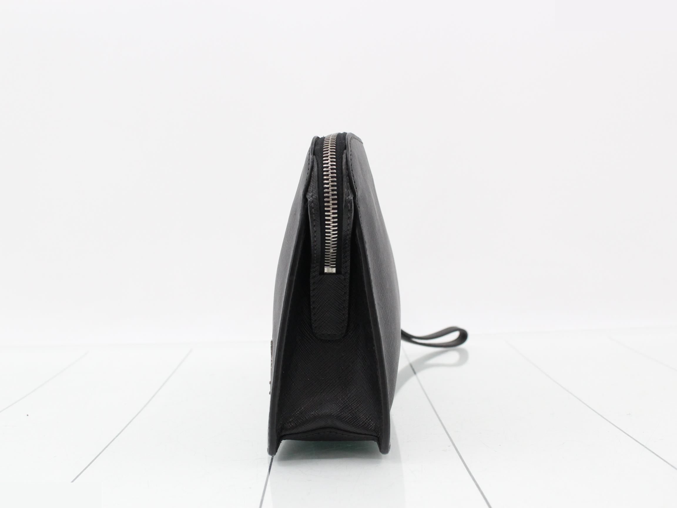 Saffano Leather Porter Clutch Bag with Strap — view 3