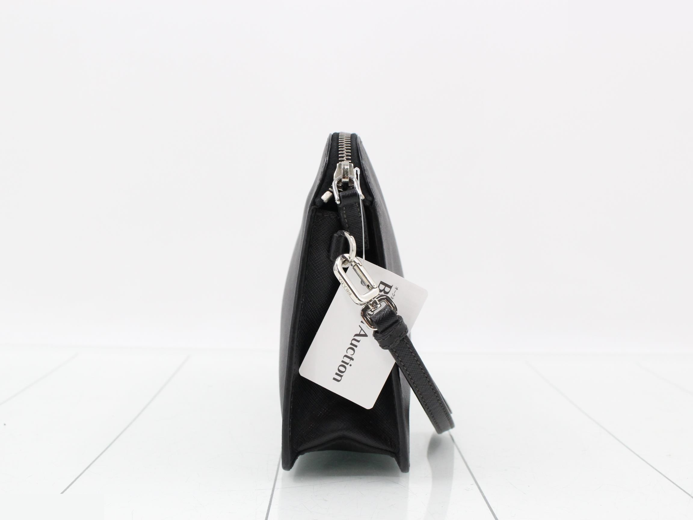 Saffano Leather Porter Clutch Bag with Strap — view 4
