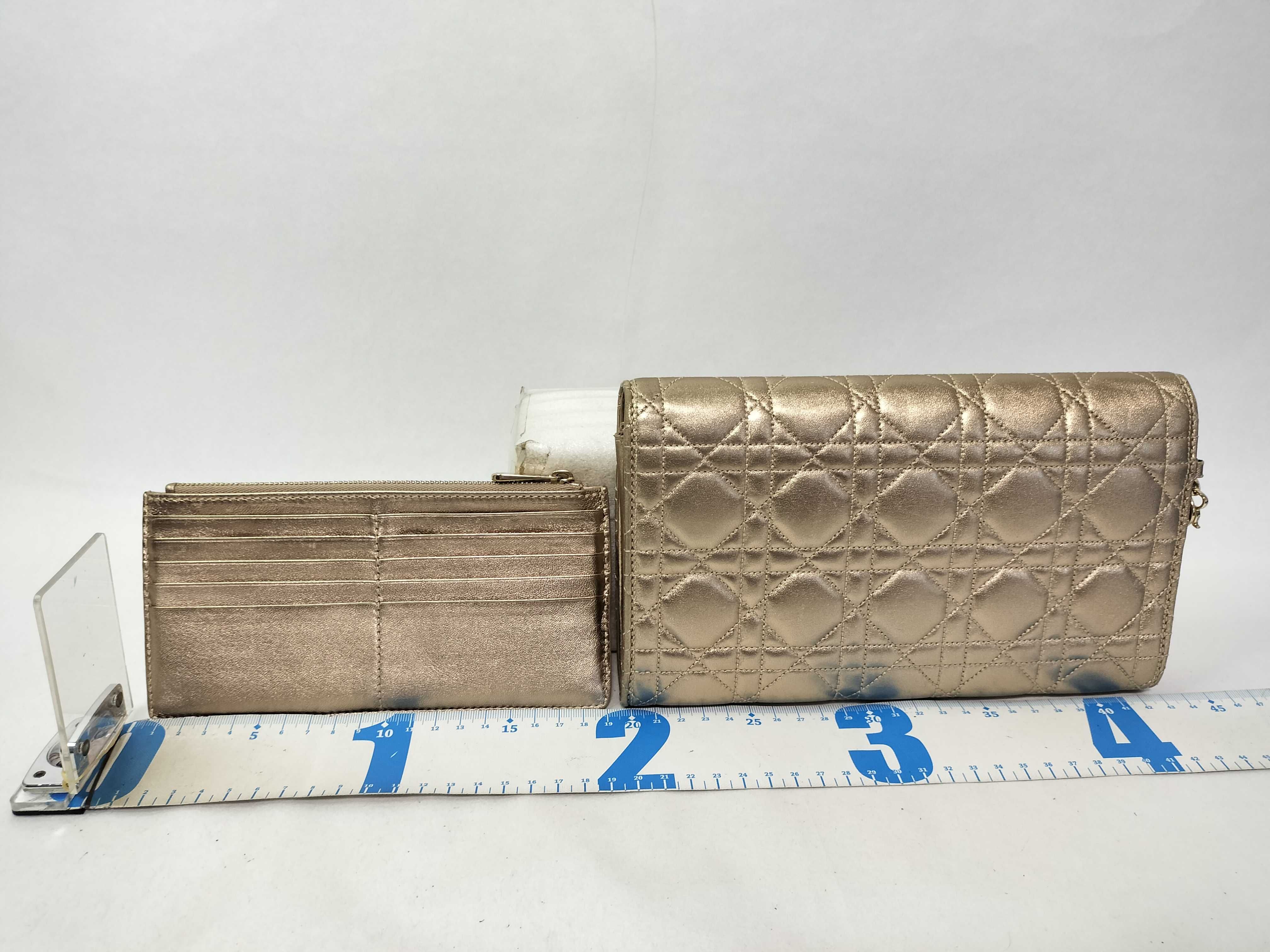 Lady Dior Christian Miss Cannage Leather Chain Shoulder Bag Gold Clutch Bag — view 2