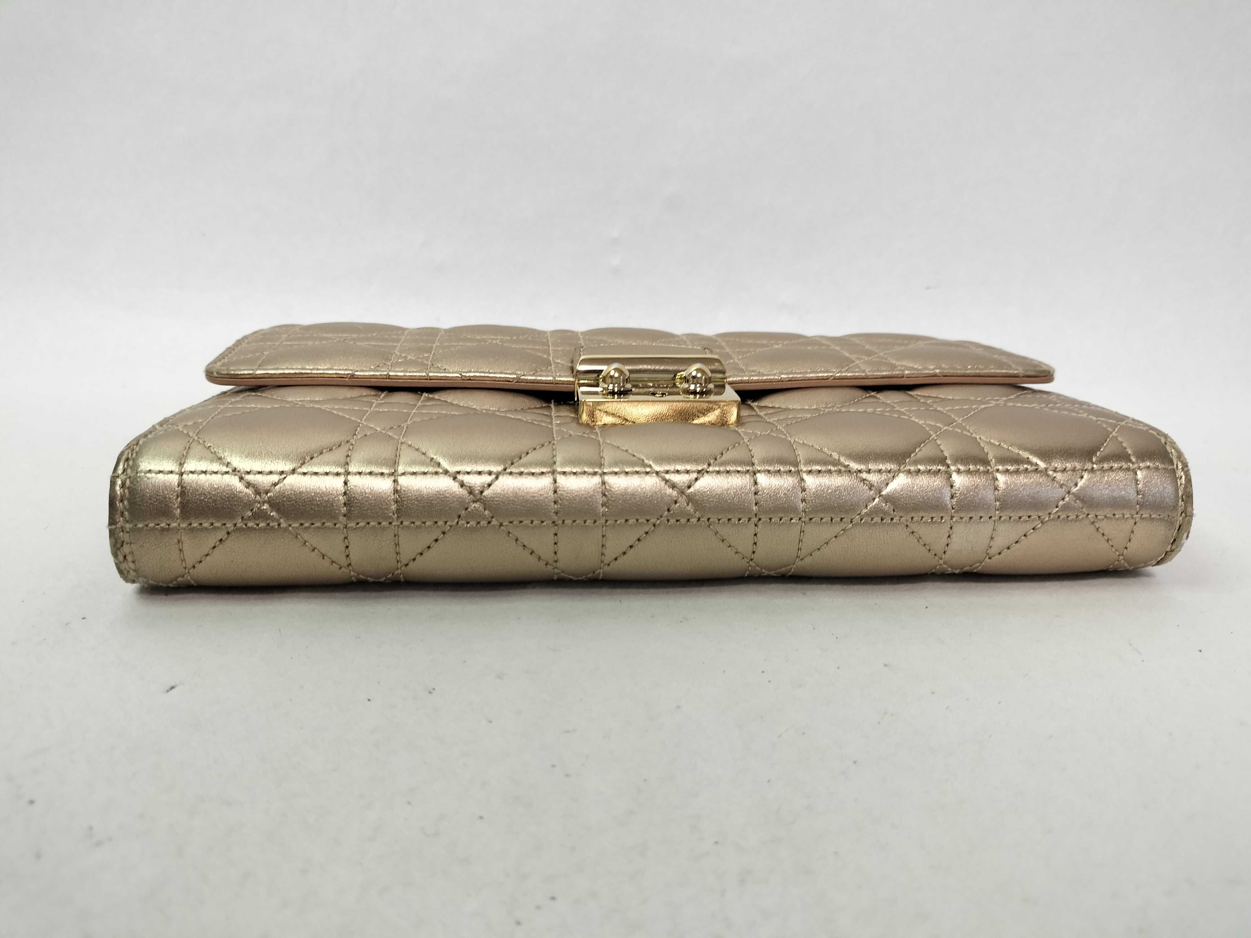 Lady Dior Christian Miss Cannage Leather Chain Shoulder Bag Gold Clutch Bag — view 4