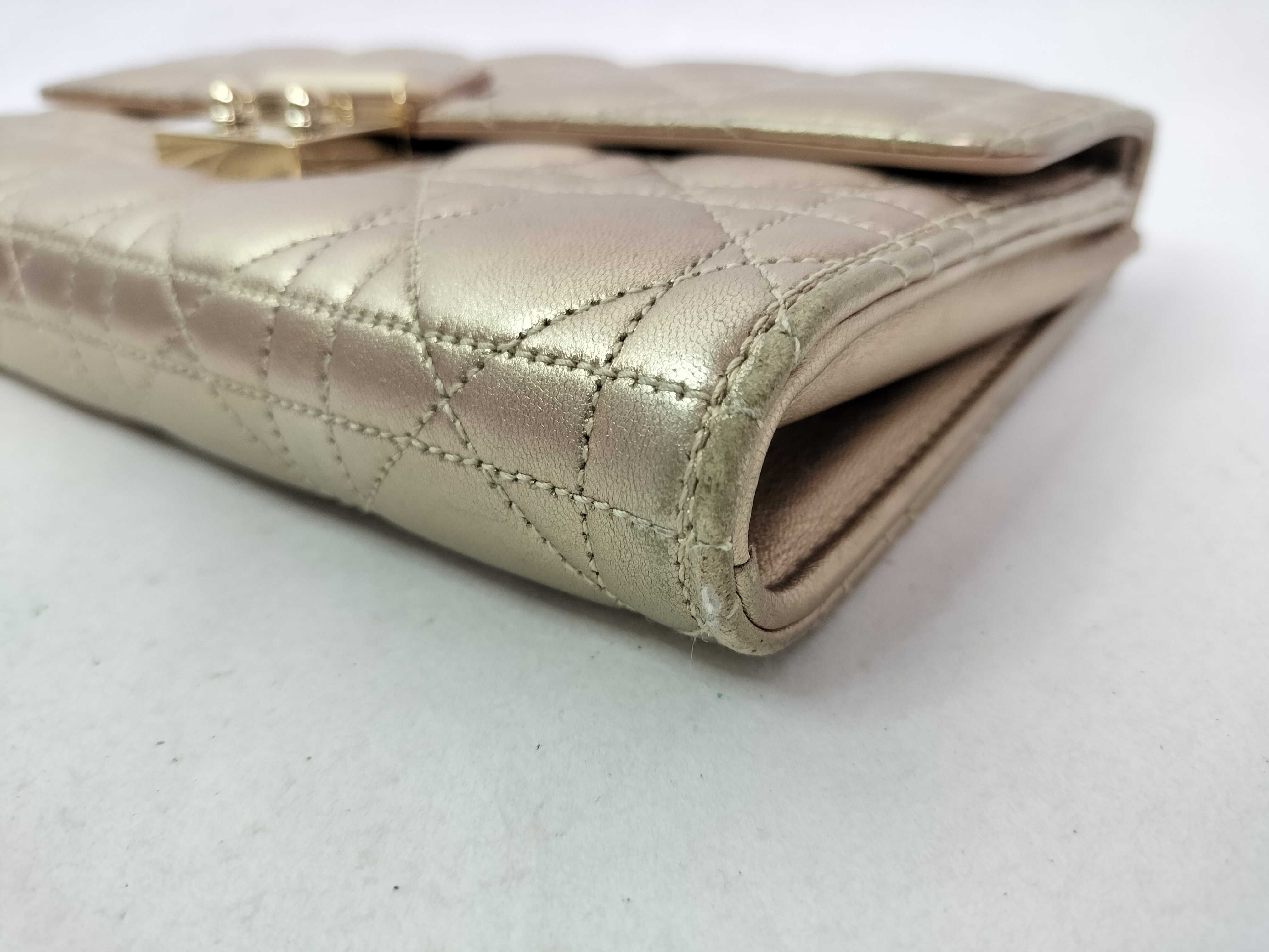 Lady Dior Christian Miss Cannage Leather Chain Shoulder Bag Gold Clutch Bag — view 5