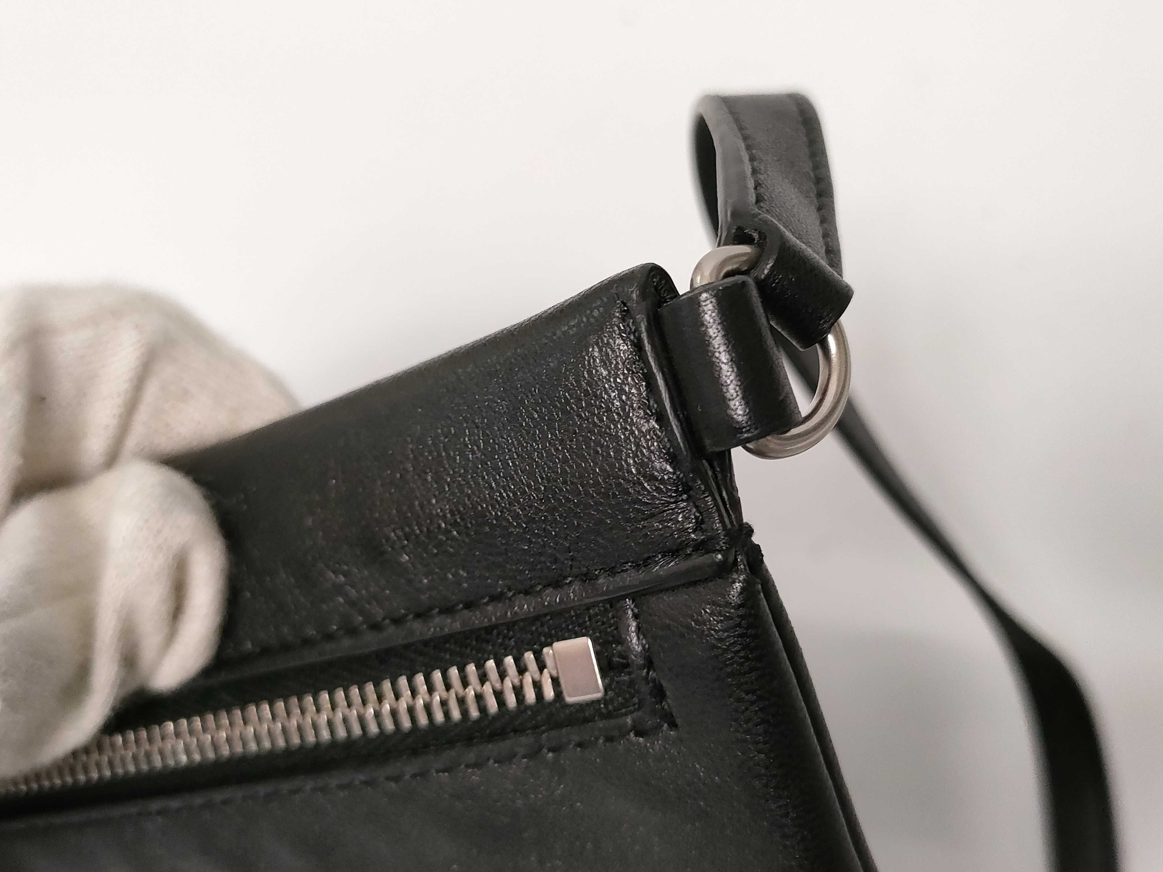 Leather Shoulder Bag, Black — view 7
