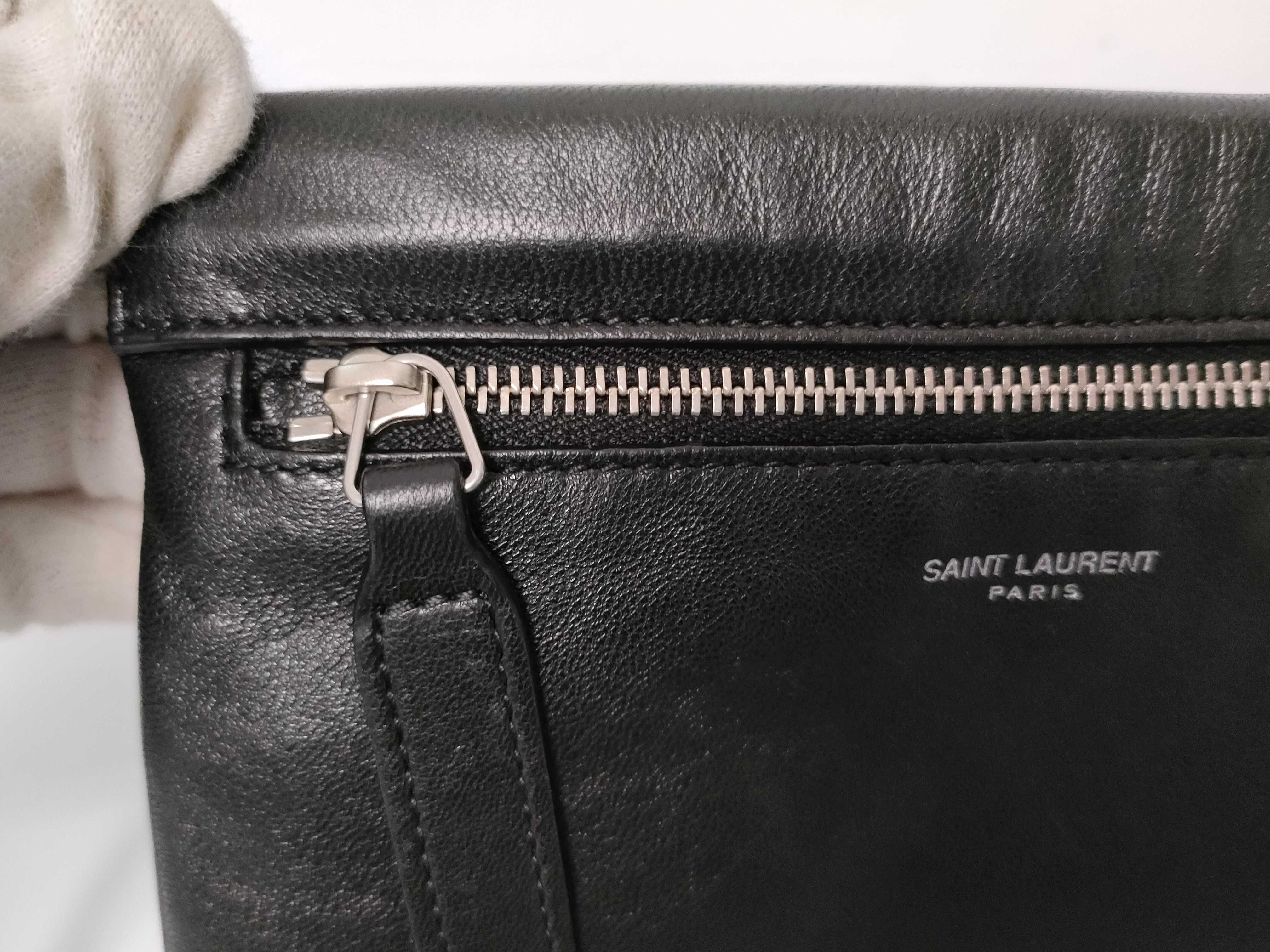 Leather Shoulder Bag, Black — view 8
