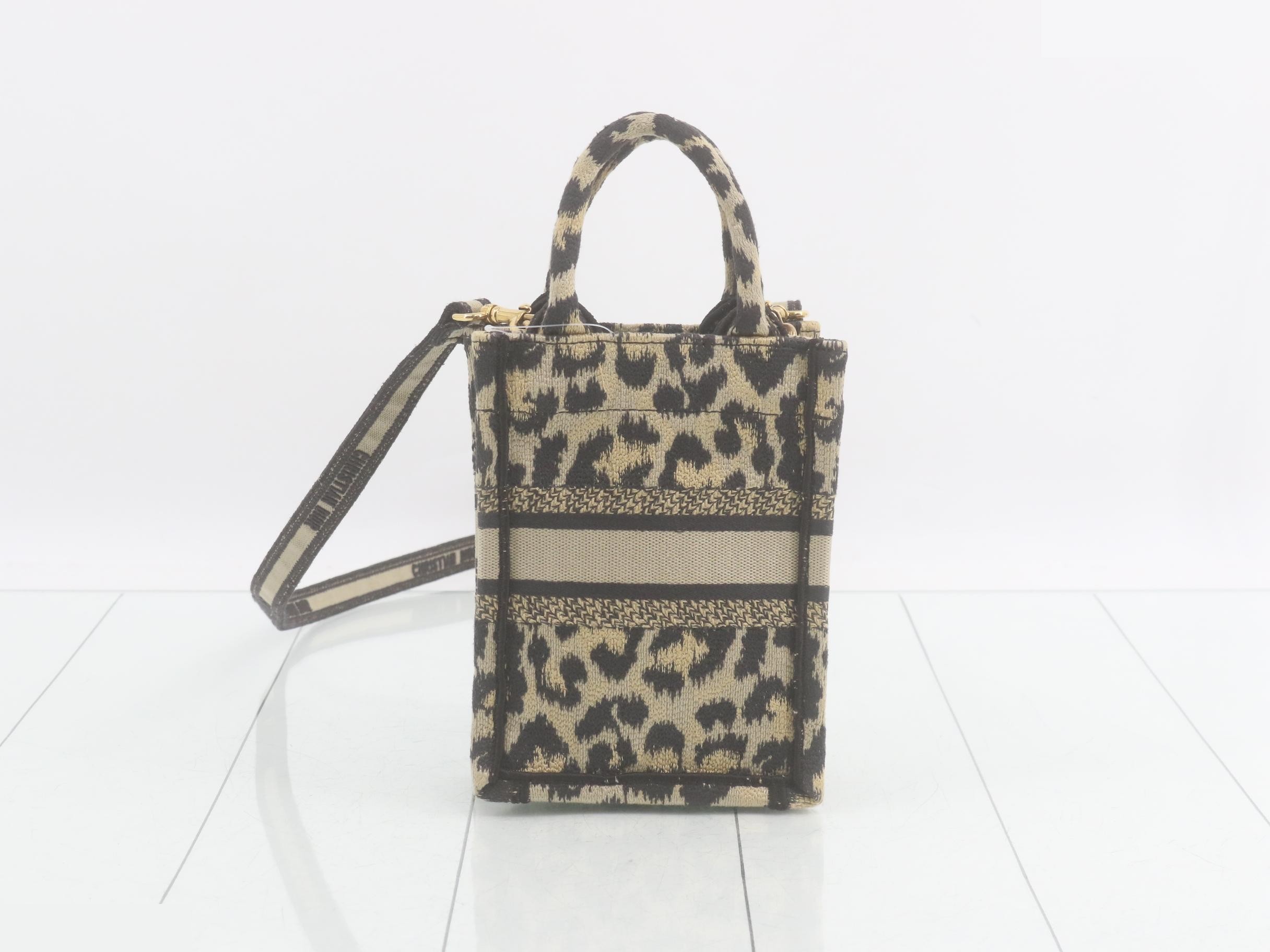 Book Tote Bag, Leopard Print, 2-Way, with Strap — view 2