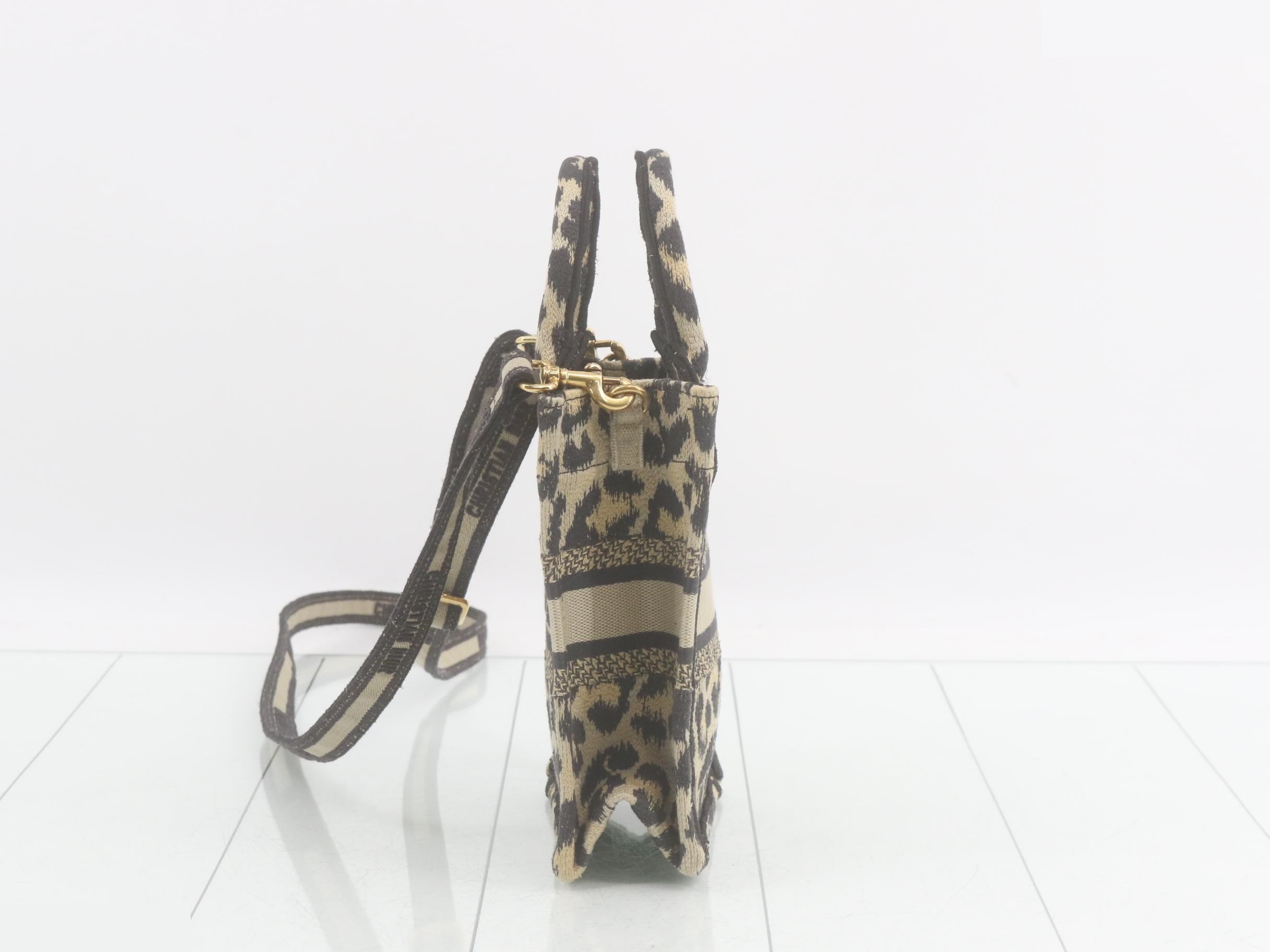 Book Tote Bag, Leopard Print, 2-Way, with Strap — view 3
