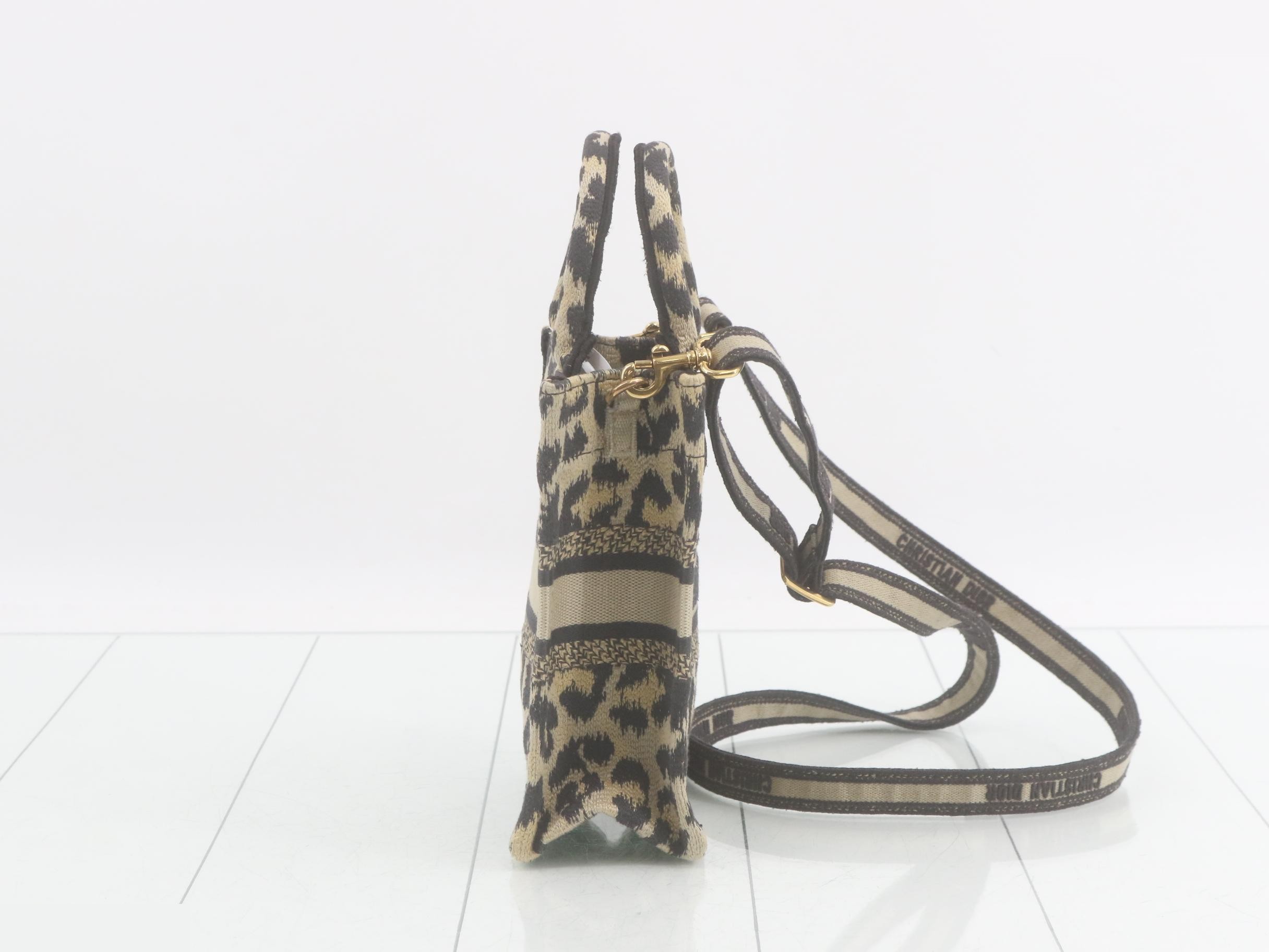 Book Tote Bag, Leopard Print, 2-Way, with Strap — view 4