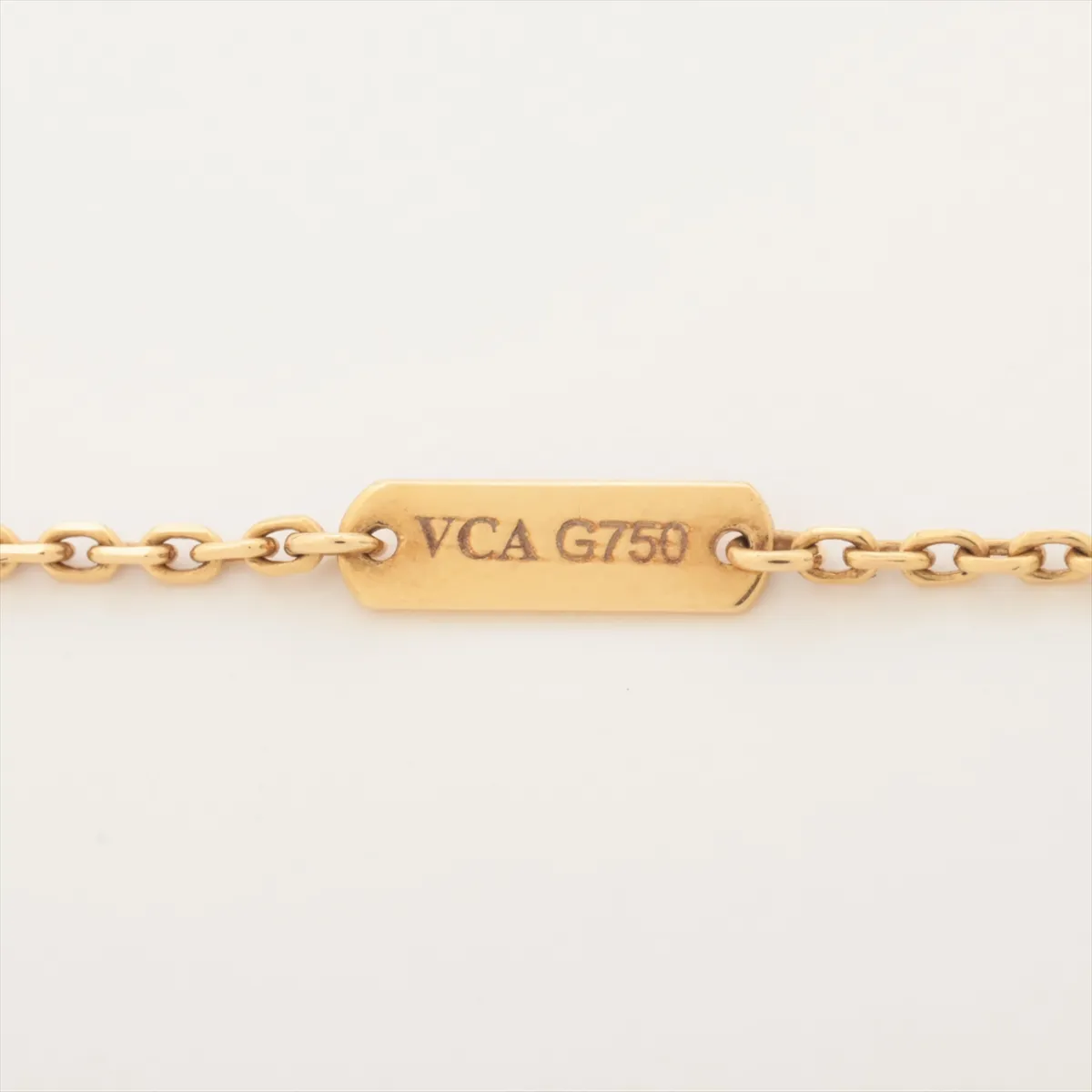 Vintage Alhambra Shell Necklace, 750 (Yellow Gold), 5.1g, JB081200. Features: exposed clasp, — view 4