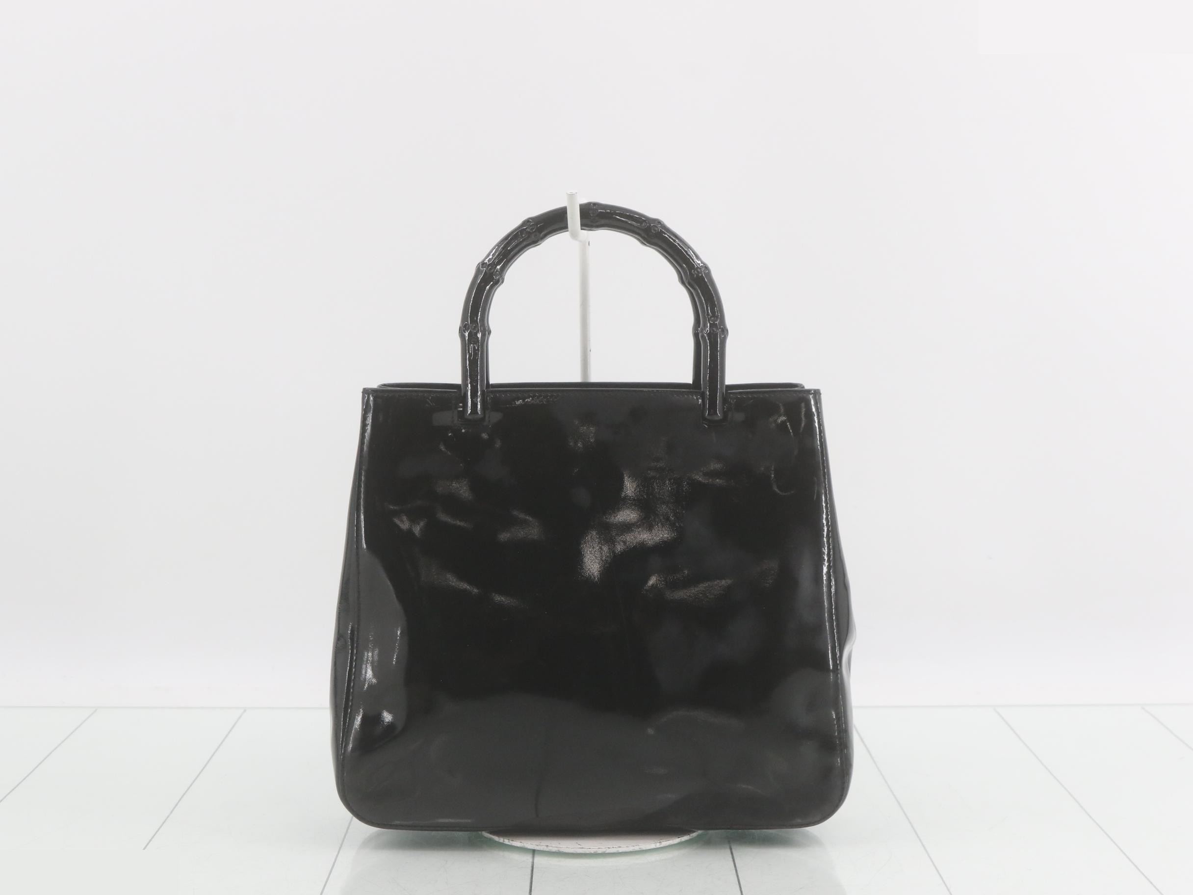 Bamboo enamel handbag, black — view 2