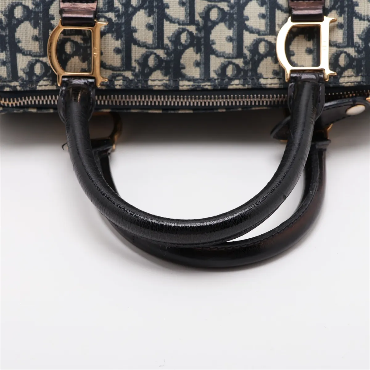Trotter PVC x Leather 2-Way Handbag, Navy — view 5