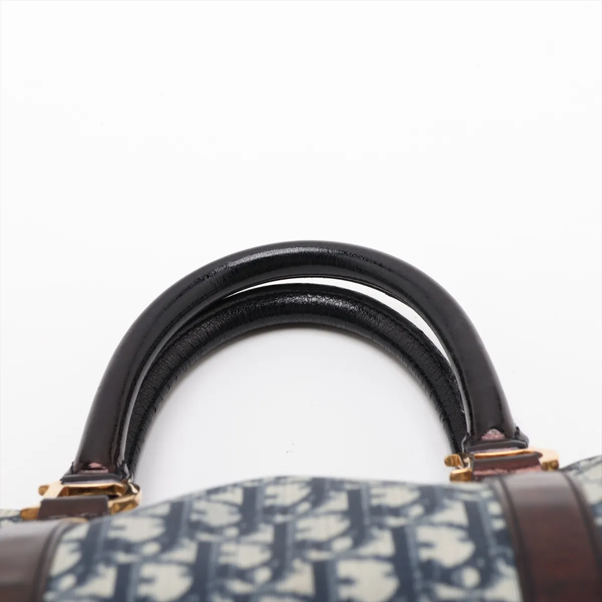 Trotter PVC x Leather 2-Way Handbag, Navy — view 6