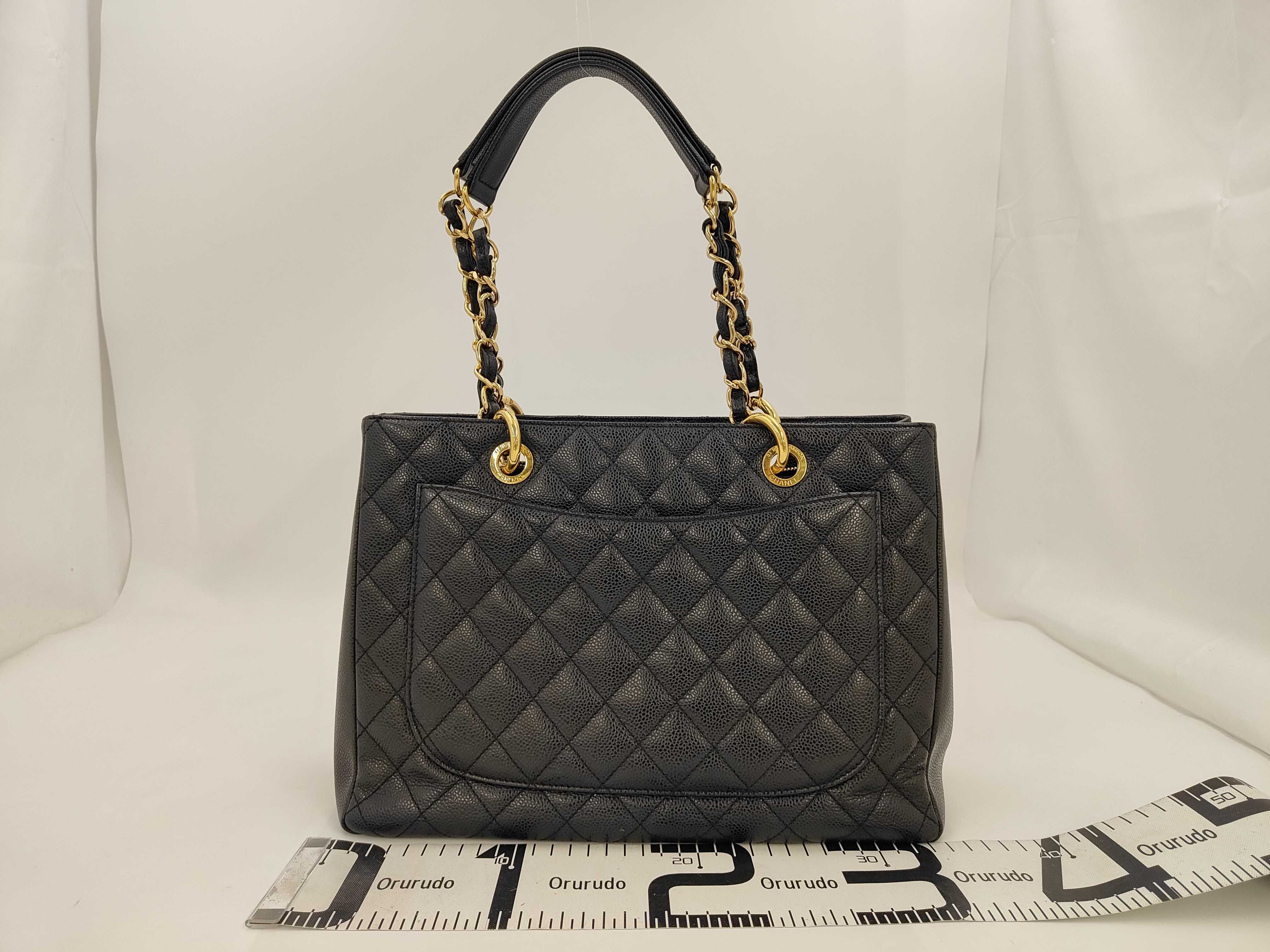 GST Large Coco Chain Tote Bag, Caviar Leather, Black, Serial Number 16 Series Tote Bag — view 2