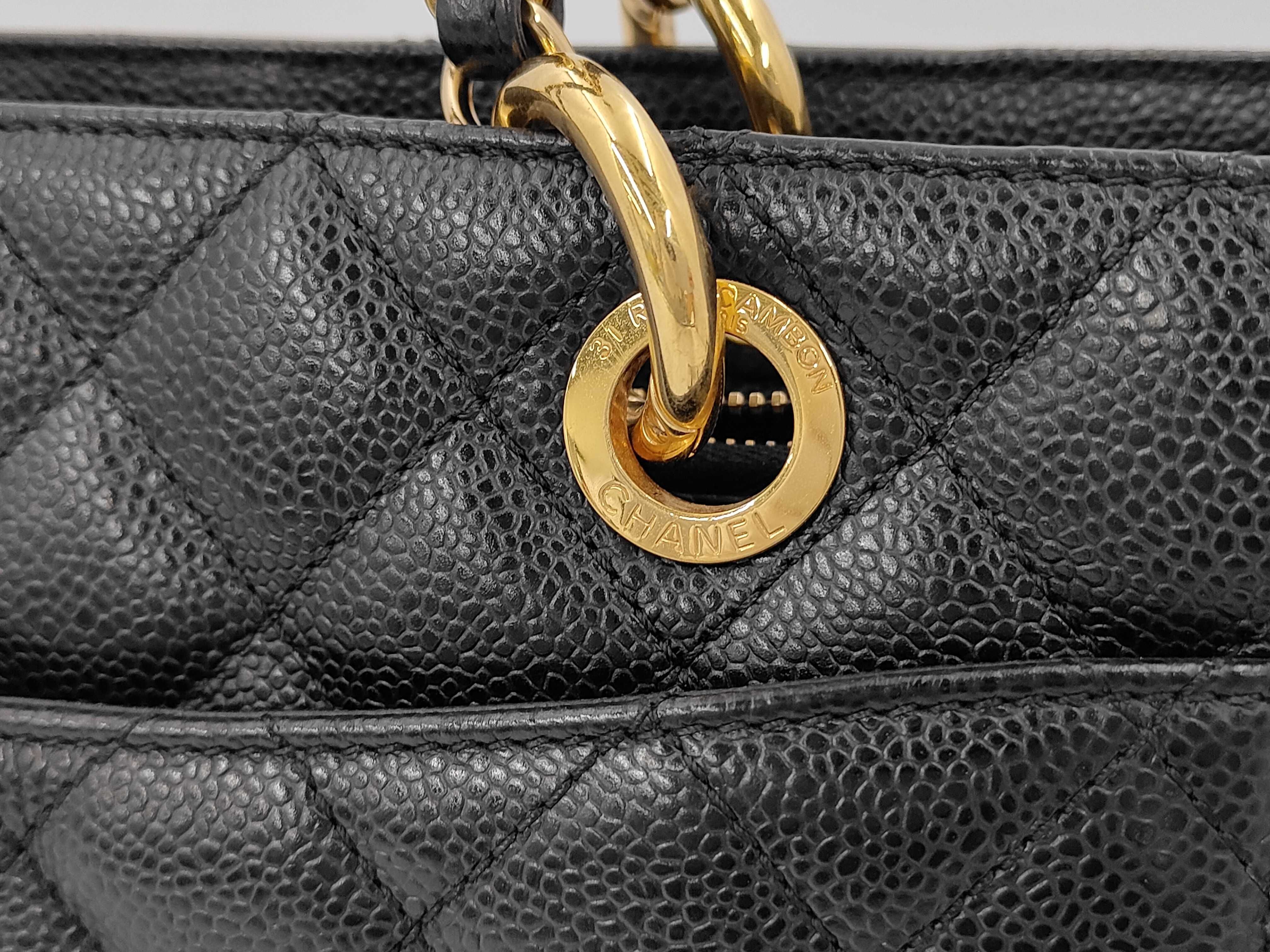 GST Large Coco Chain Tote Bag, Caviar Leather, Black, Serial Number 16 Series Tote Bag — view 3