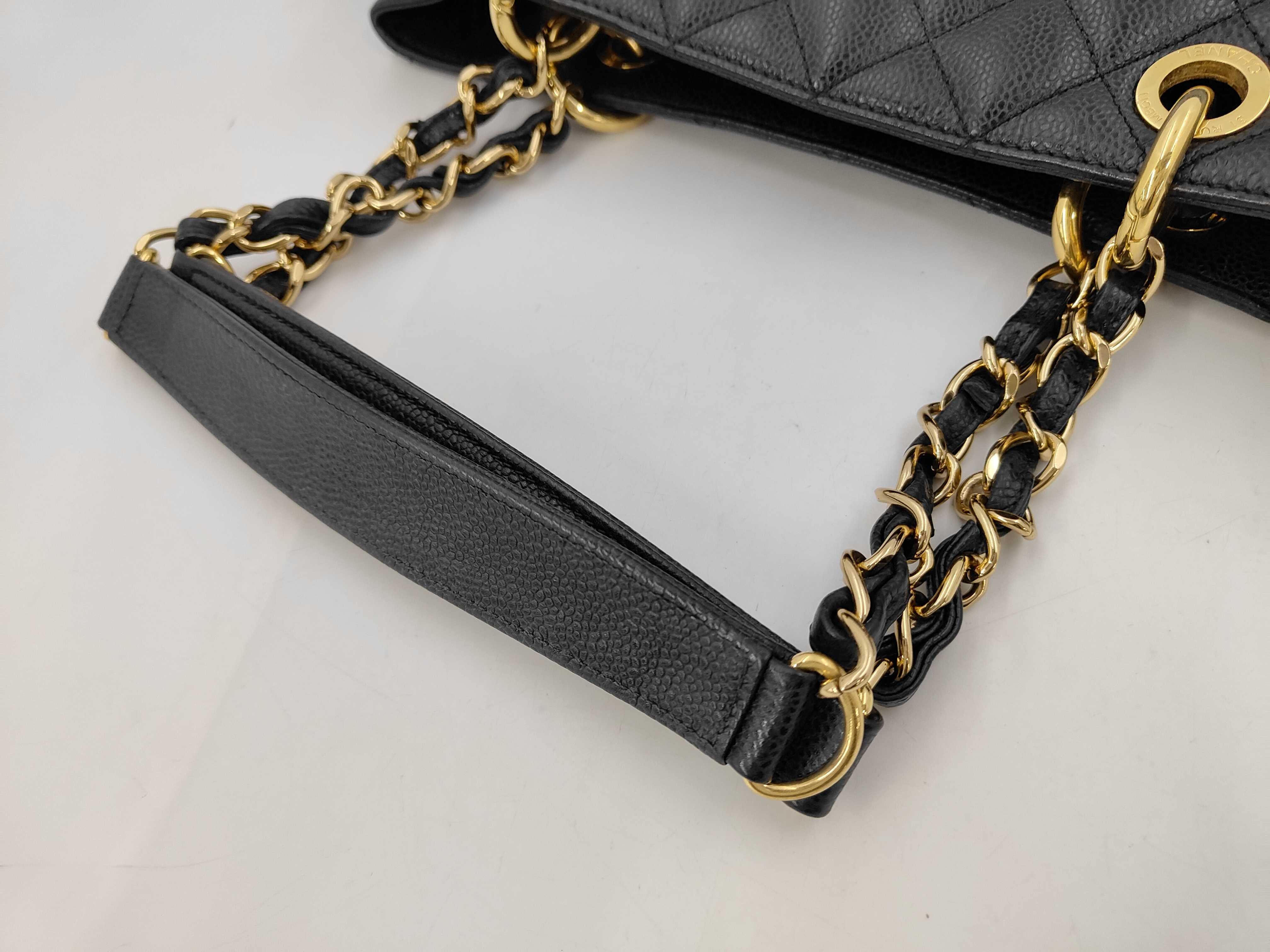 GST Large Coco Chain Tote Bag, Caviar Leather, Black, Serial Number 16 Series Tote Bag — view 4