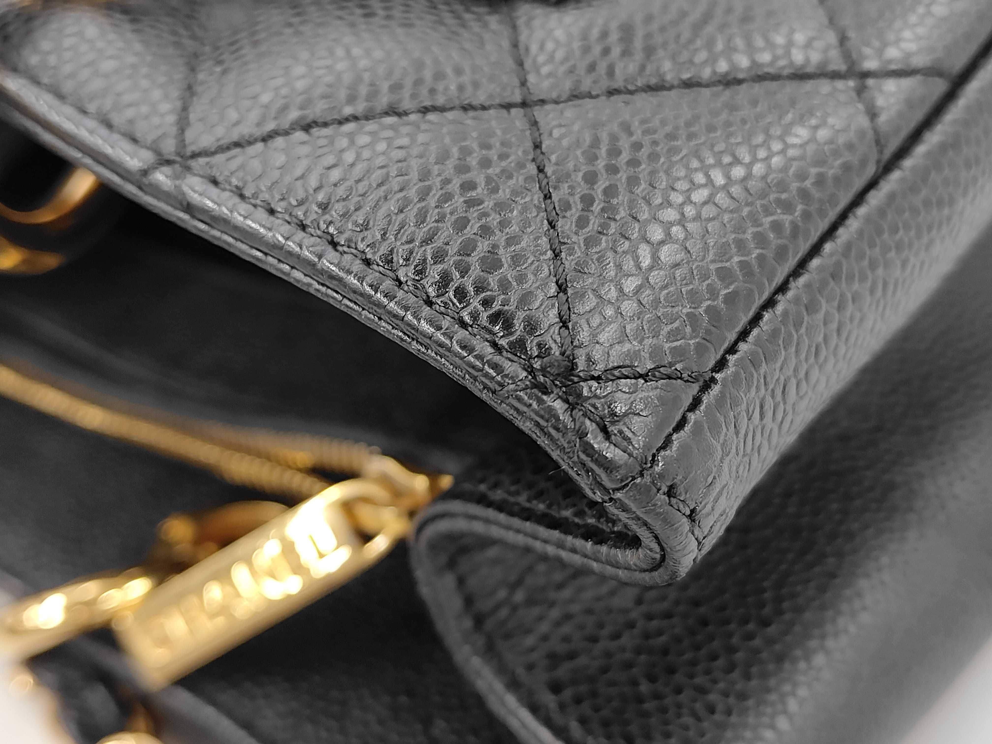 GST Large Coco Chain Tote Bag, Caviar Leather, Black, Serial Number 16 Series Tote Bag — view 10
