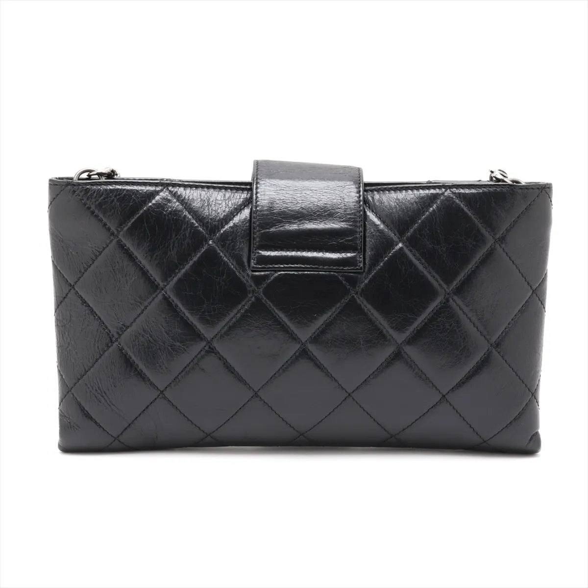 Matelassé Leather Chain Shoulder Bag, Black with Gunmetal Hardware, Item Number 19744177 (Serial Number in the 19th range) — view 2