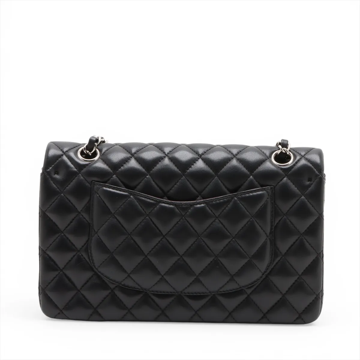 [Individually wrapped] Chanel Matelasse 25 Lambskin Double Flap Double Chain Bag Black Silver Hardware 13459001 13th Series A01112 — view 2