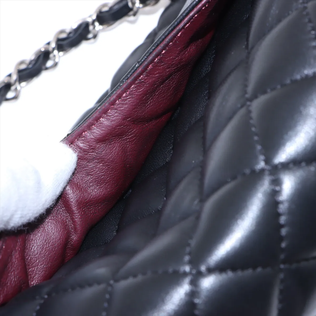 [Individually wrapped] Chanel Matelasse 25 Lambskin Double Flap Double Chain Bag Black Silver Hardware 13459001 13th Series A01112 — view 12
