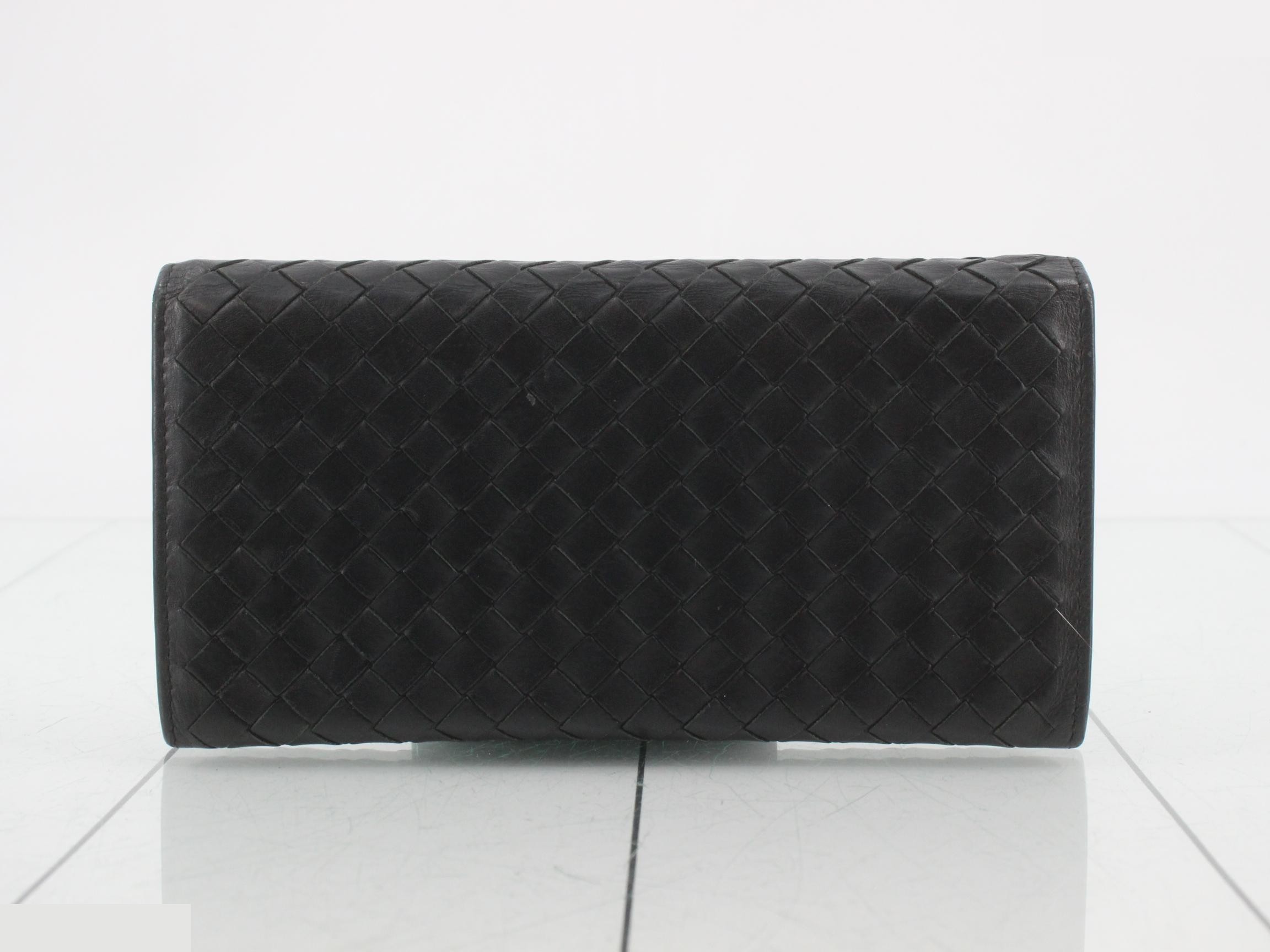 Intrecciato Long Wallet, Black, Zippered Long Wallet — view 2
