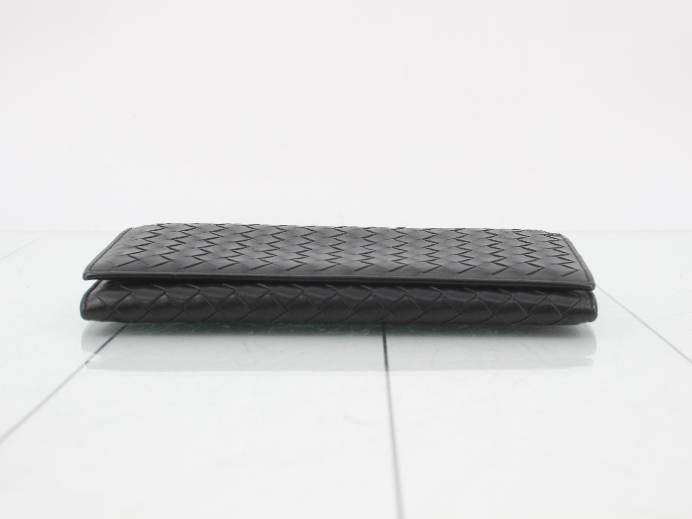 Intrecciato Long Wallet, Black, Zippered Long Wallet — view 3