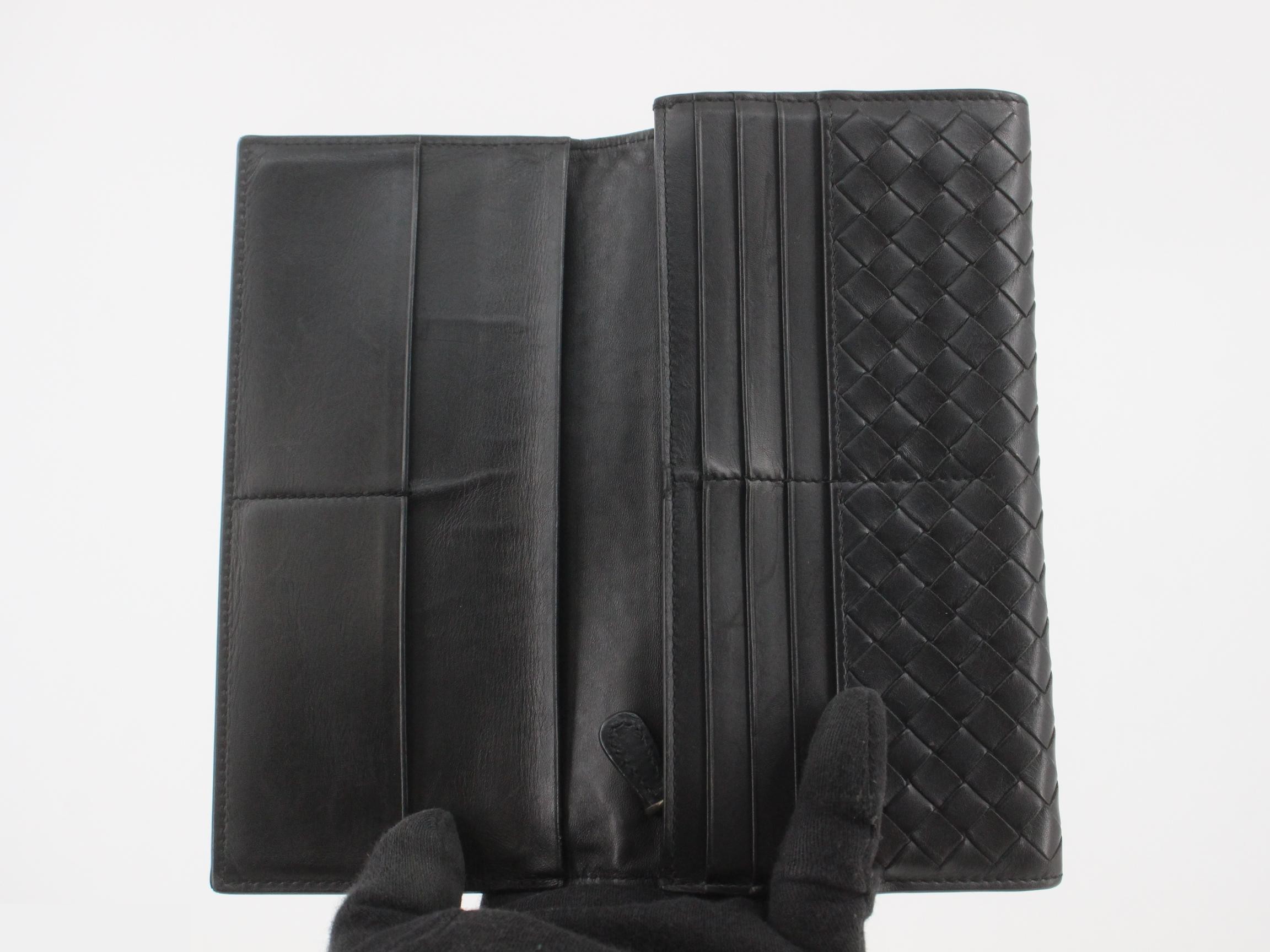 Intrecciato Long Wallet, Black, Zippered Long Wallet — view 4