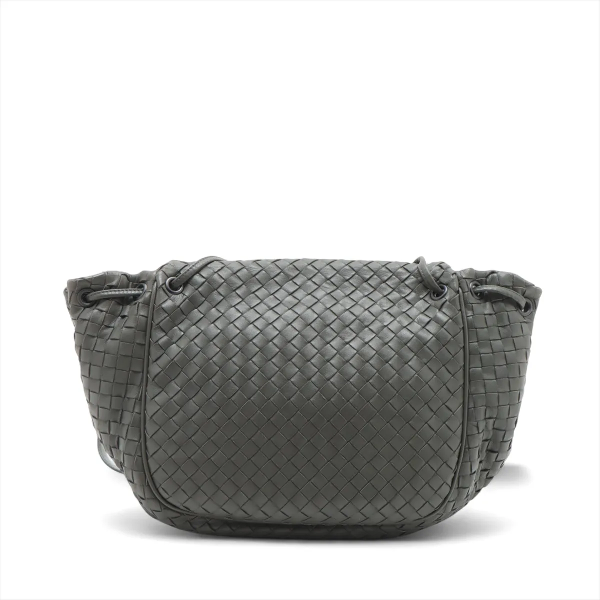 Intrecciato Leather Shoulder Bag Gray — view 2