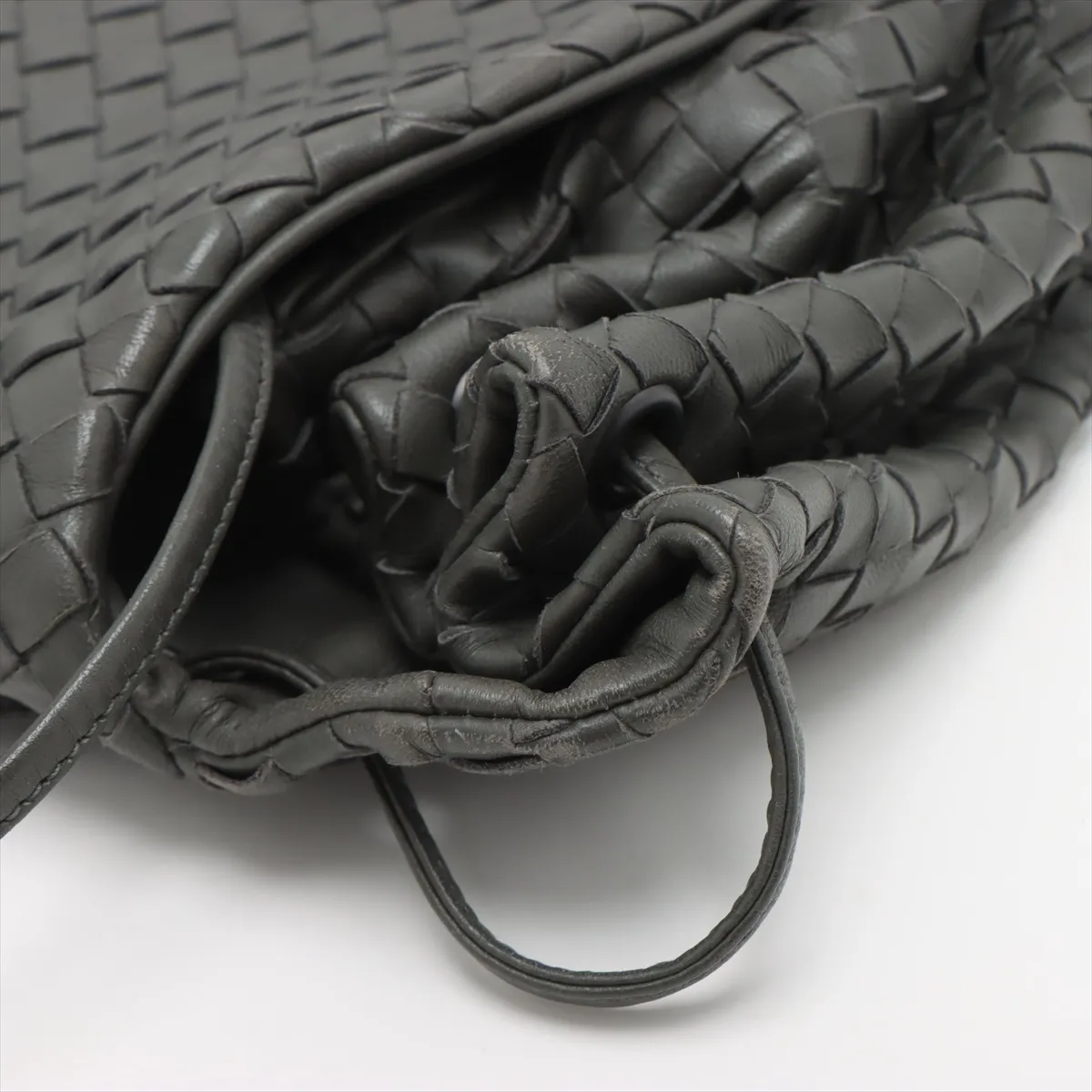 Intrecciato Leather Shoulder Bag Gray — view 12