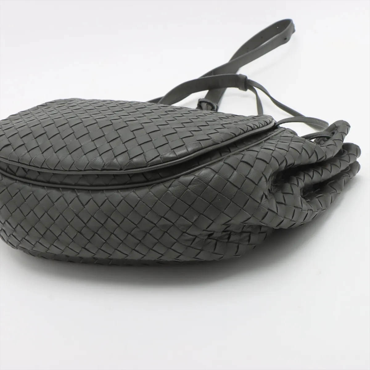Intrecciato Leather Shoulder Bag Gray — view 3
