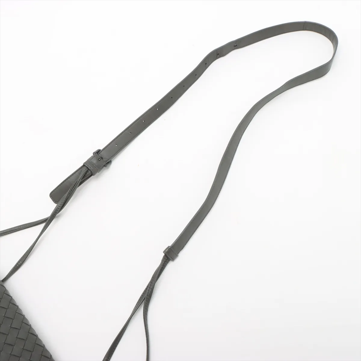 Intrecciato Leather Shoulder Bag Gray — view 5
