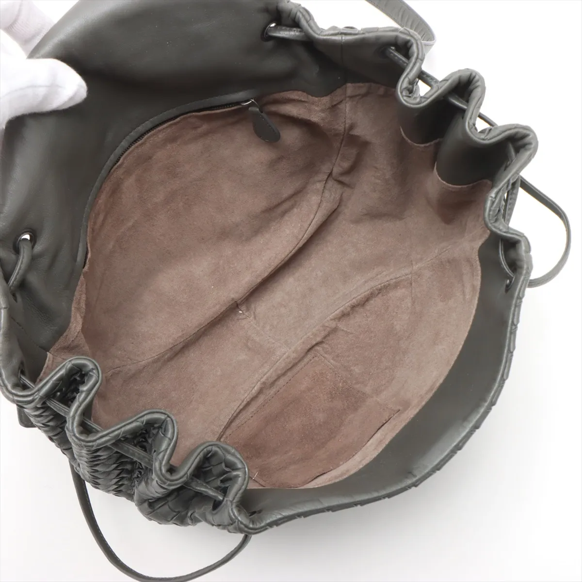 Intrecciato Leather Shoulder Bag Gray — view 6