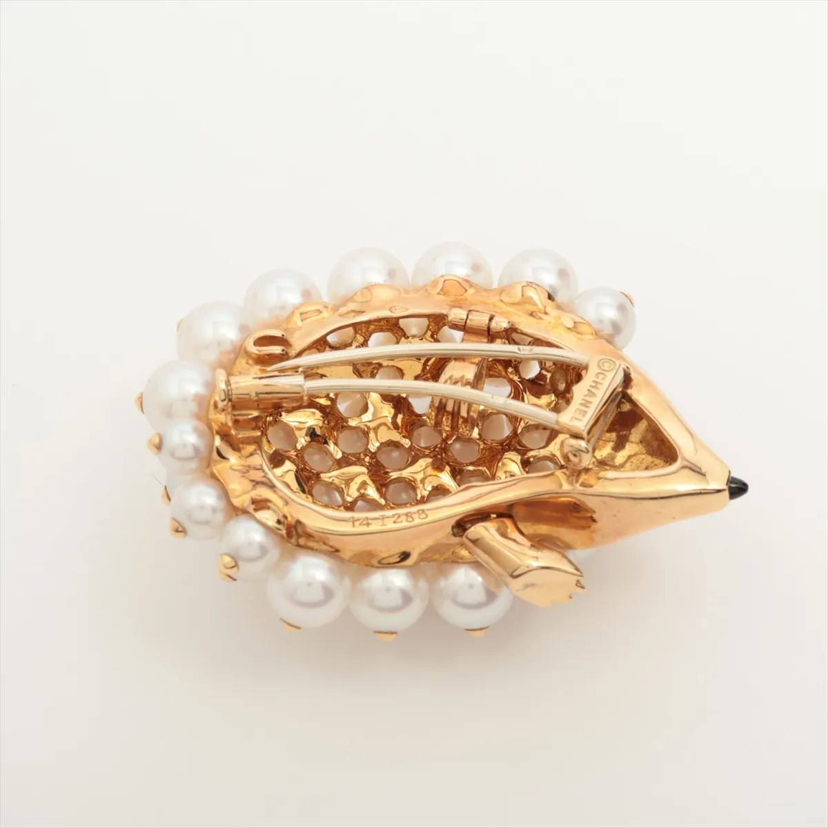 pearl diamond brooch Gold quality unknown (hallmark) 25.8g 14I288 Pearl — view 2