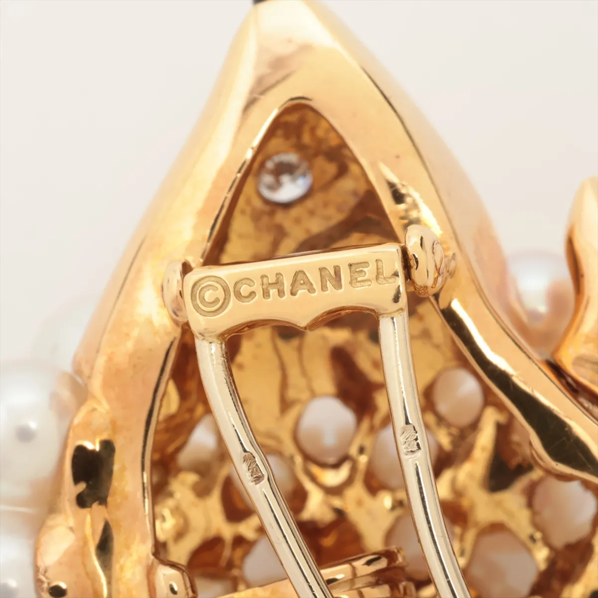 pearl diamond brooch Gold quality unknown (hallmark) 25.8g 14I288 Pearl — view 4
