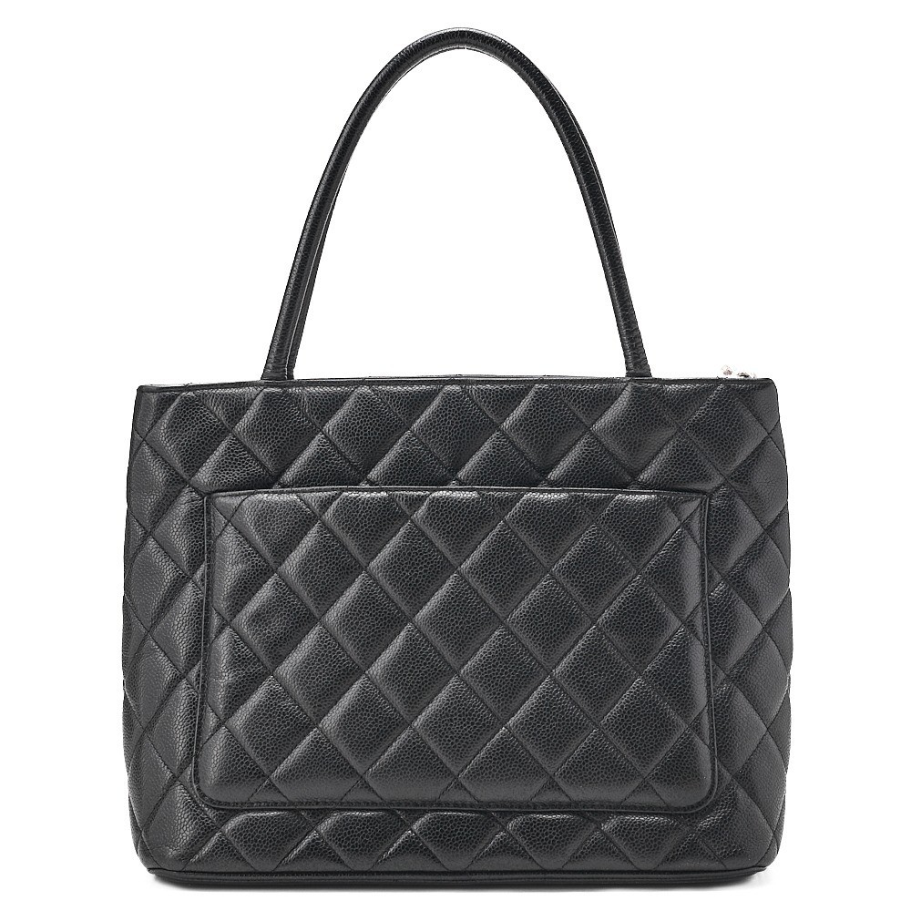 Caviar leather Matelassé reissue tote bag, black, silver hardware, serial number 8. — view 2