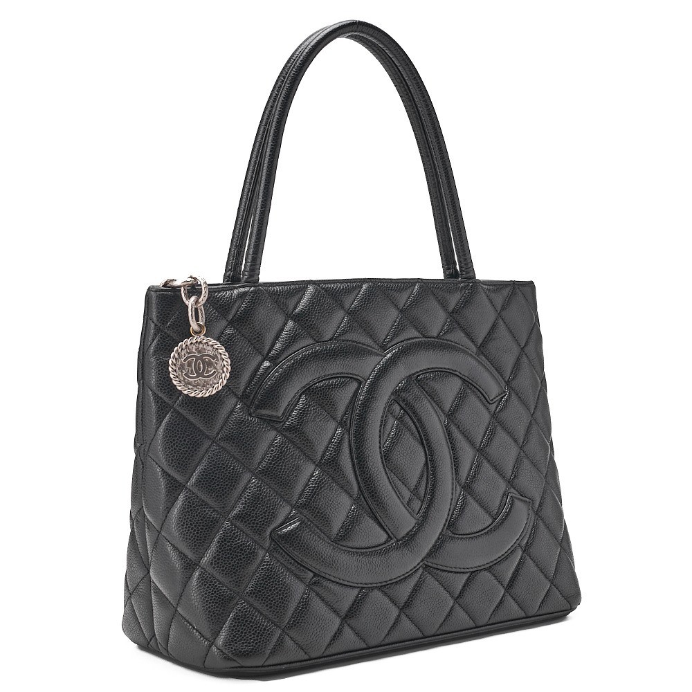 Caviar leather Matelassé reissue tote bag, black, silver hardware, serial number 8. — view 3