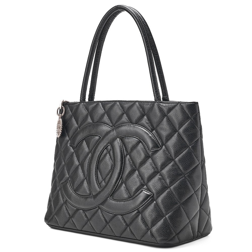 Caviar leather Matelassé reissue tote bag, black, silver hardware, serial number 8. — view 4