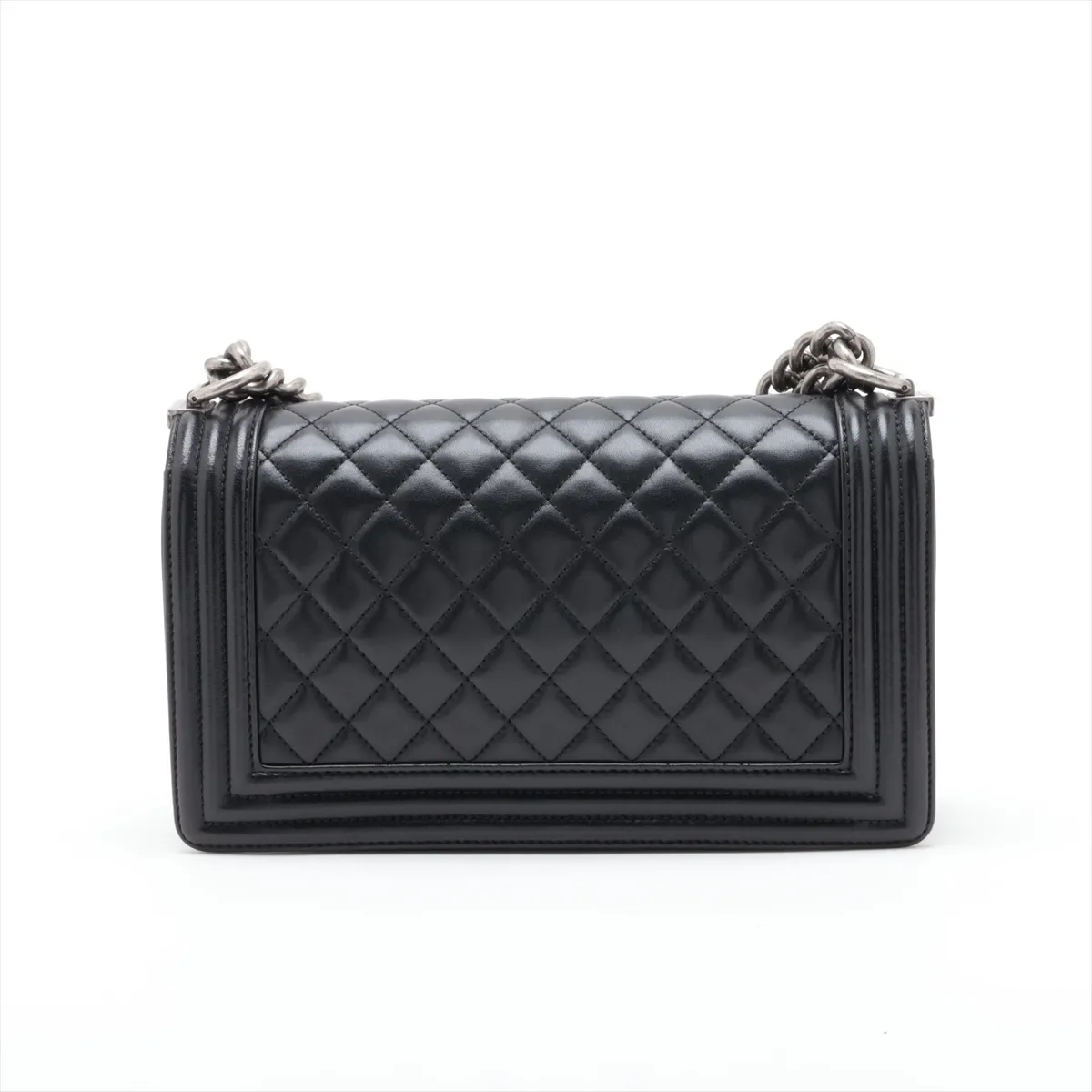 Boy Chanel 25 Lambskin Chain Shoulder Bag, Black with Gunmetal Hardware, 24831940, Serial Number 24, A67086 — view 2