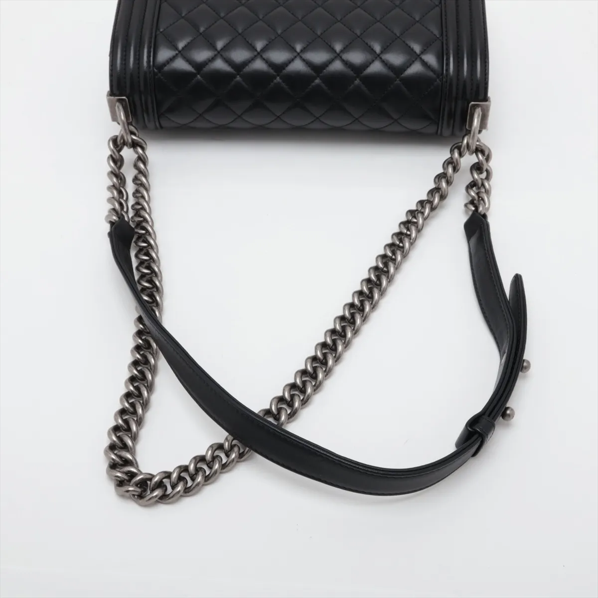 Boy Chanel 25 Lambskin Chain Shoulder Bag, Black with Gunmetal Hardware, 24831940, Serial Number 24, A67086 — view 5