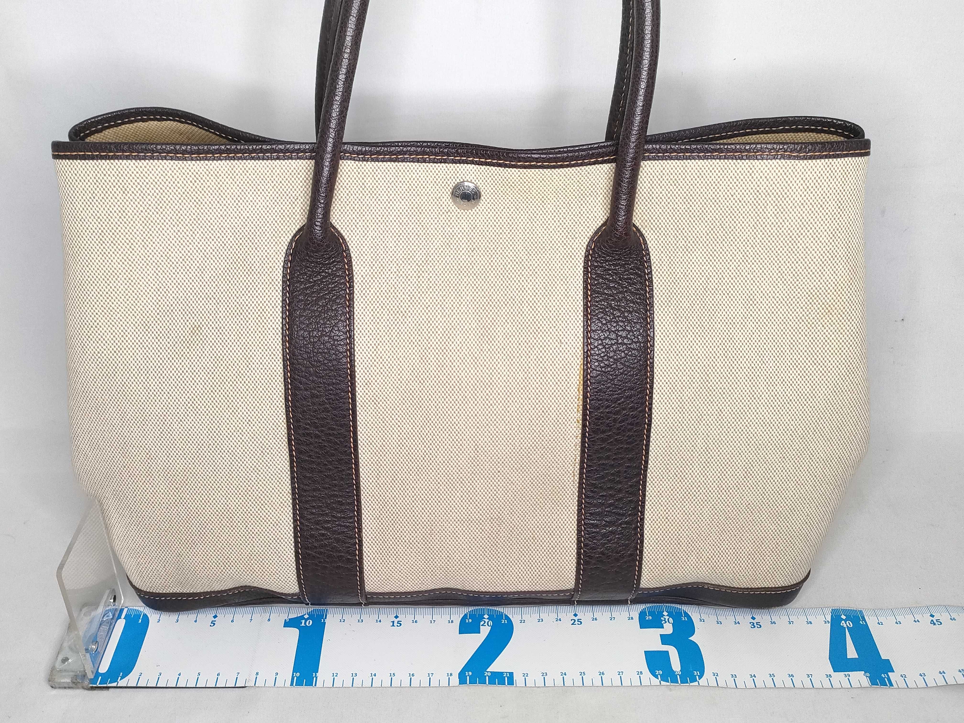 Garden Party PM Toile x Buffalo Leather Tote Bag (H Stamp) — view 2