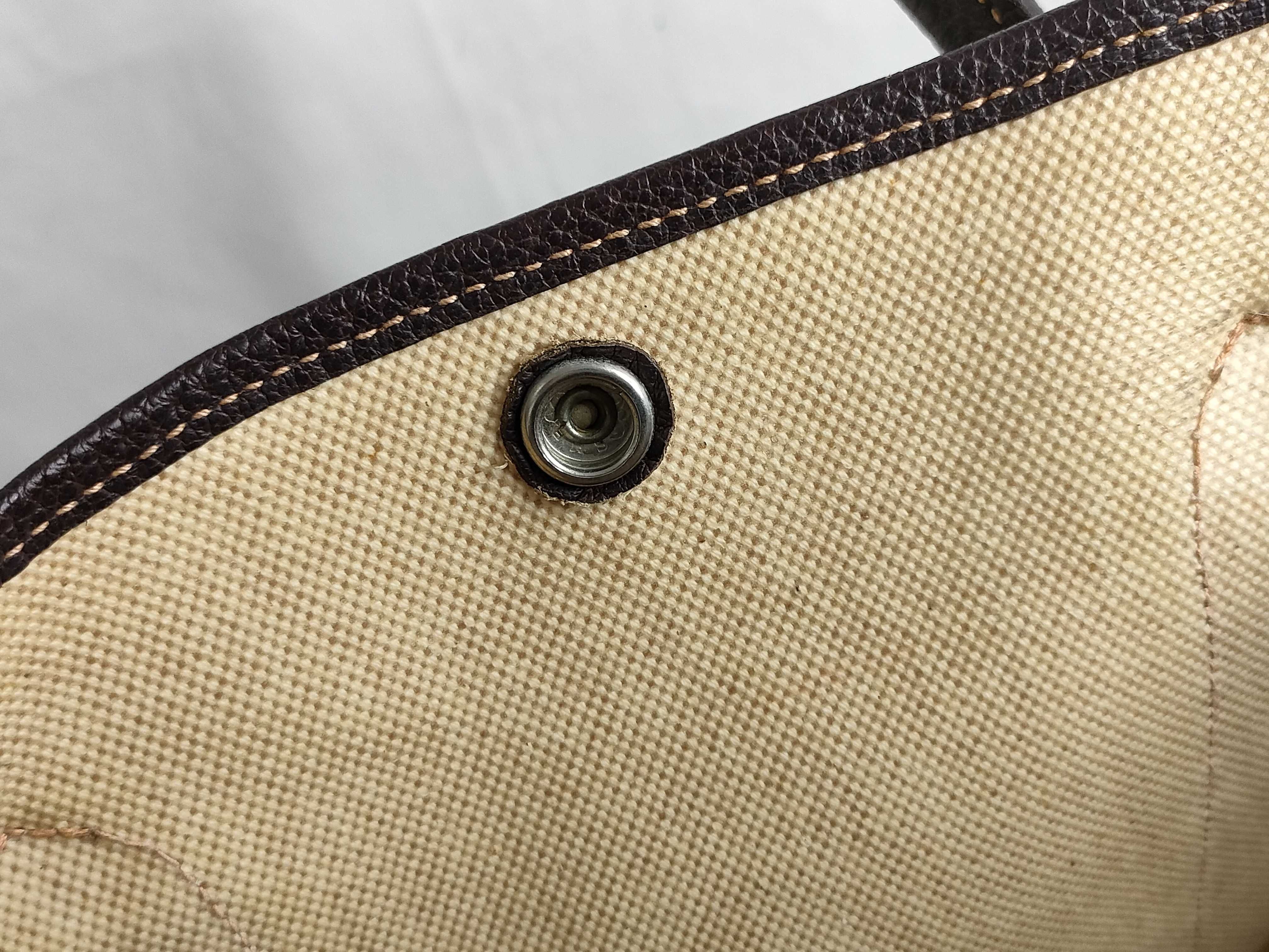 Garden Party PM Toile x Buffalo Leather Tote Bag (H Stamp) — view 11