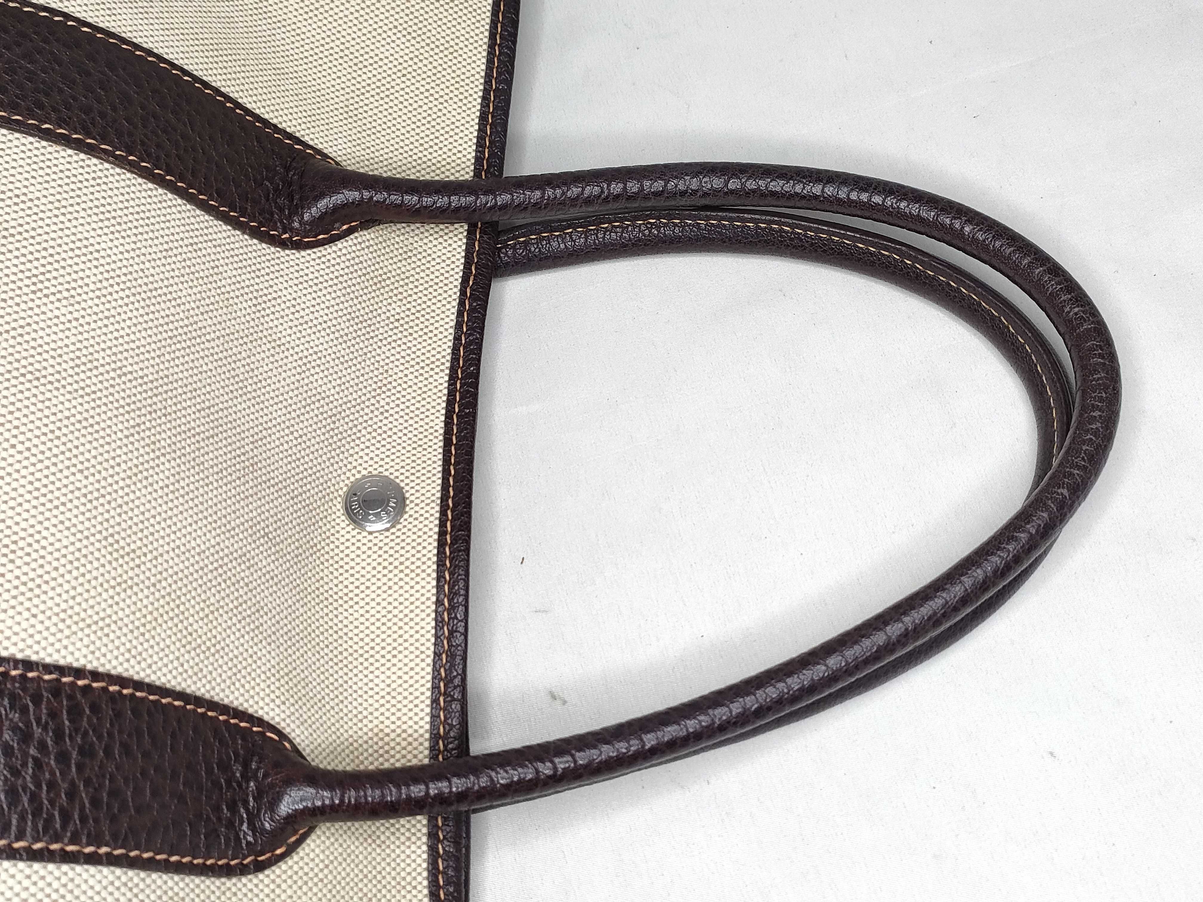 Garden Party PM Toile x Buffalo Leather Tote Bag (H Stamp) — view 3