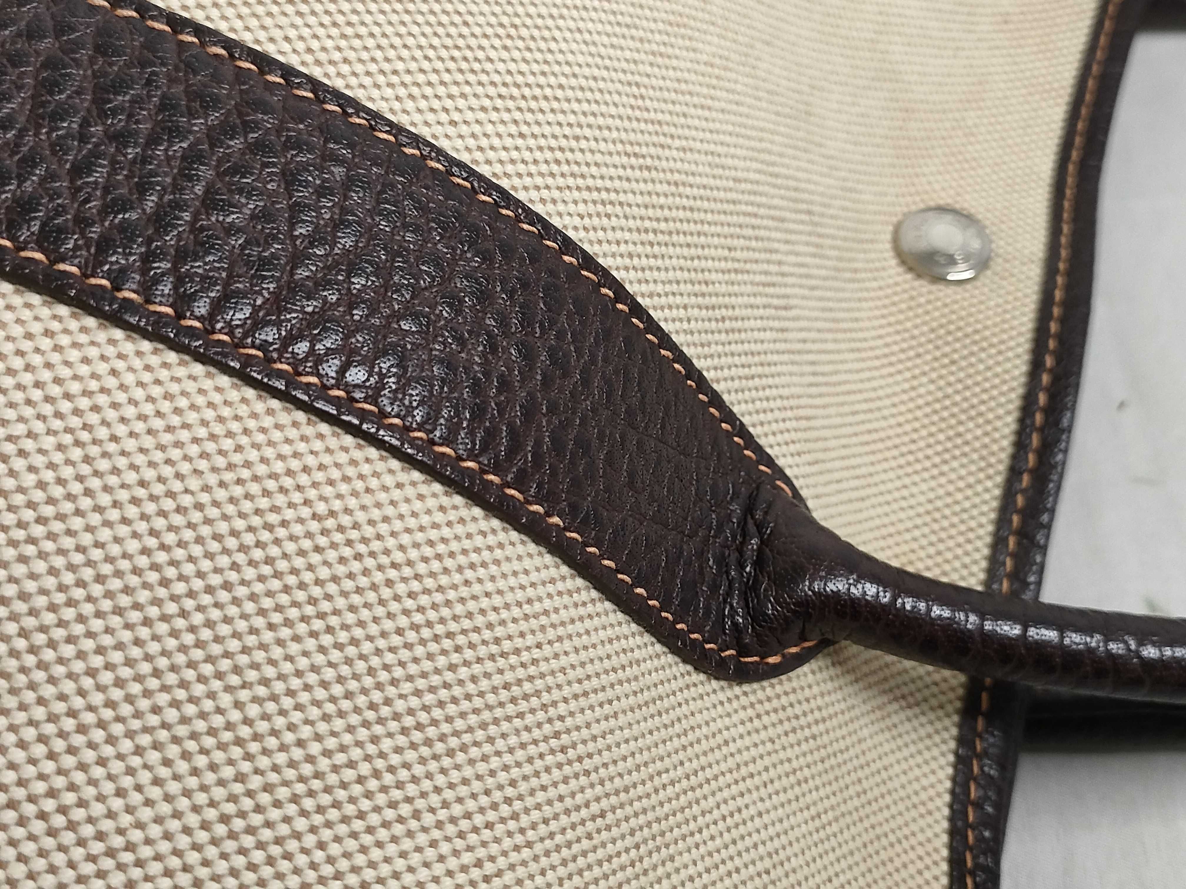 Garden Party PM Toile x Buffalo Leather Tote Bag (H Stamp) — view 5