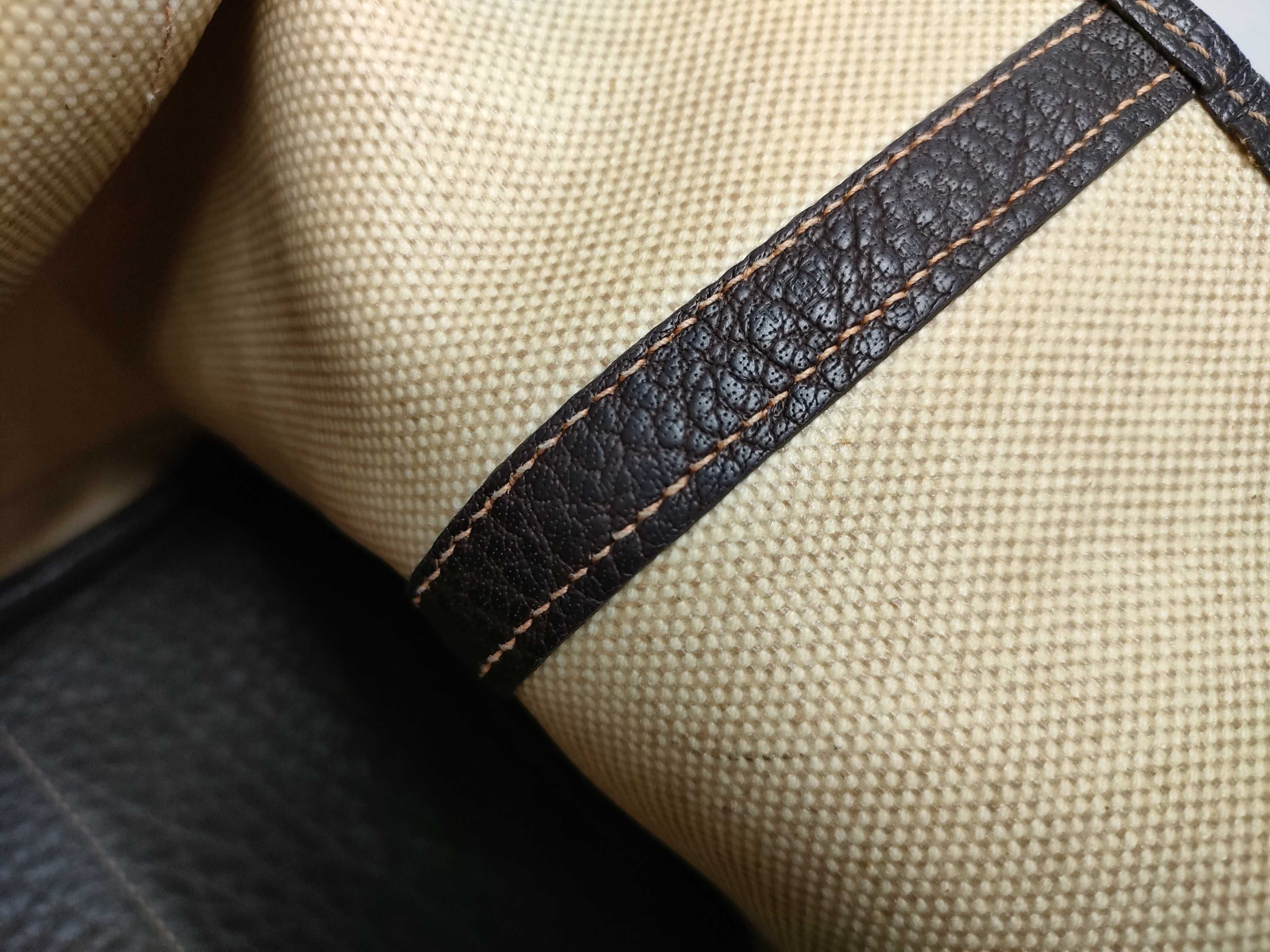 Garden Party PM Toile x Buffalo Leather Tote Bag (H Stamp) — view 10