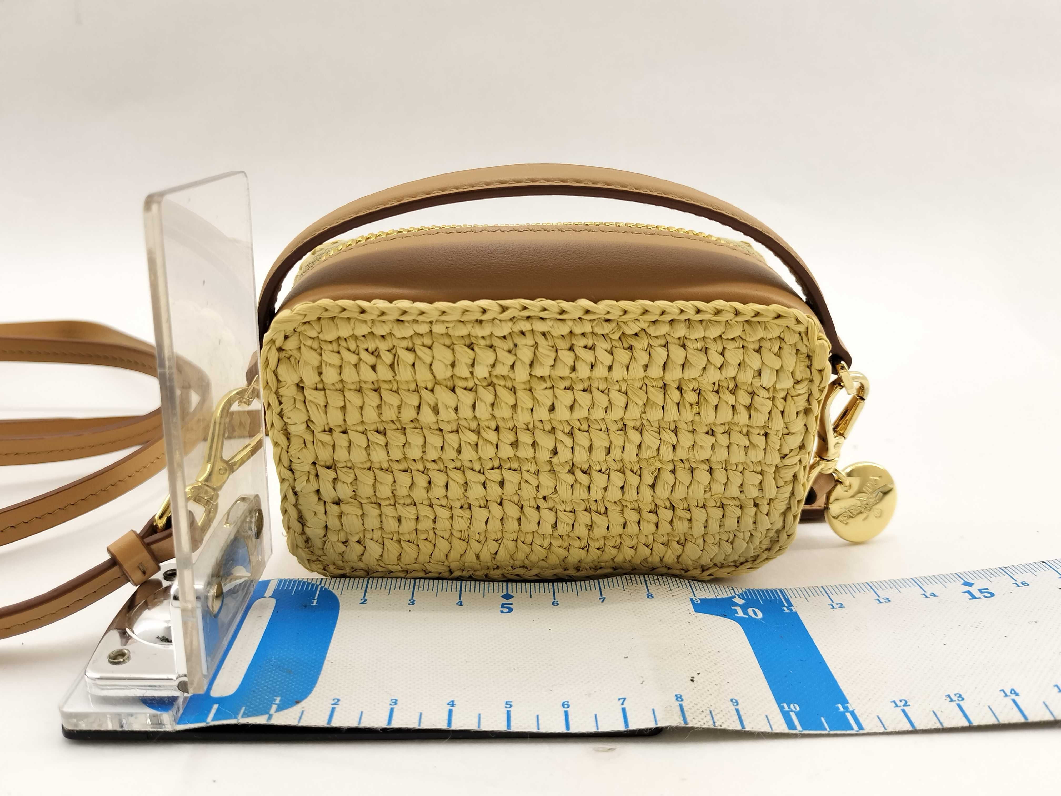 Raffia x Leather 2-Way Shoulder Bag Brown 1NR025 Handbag — view 2