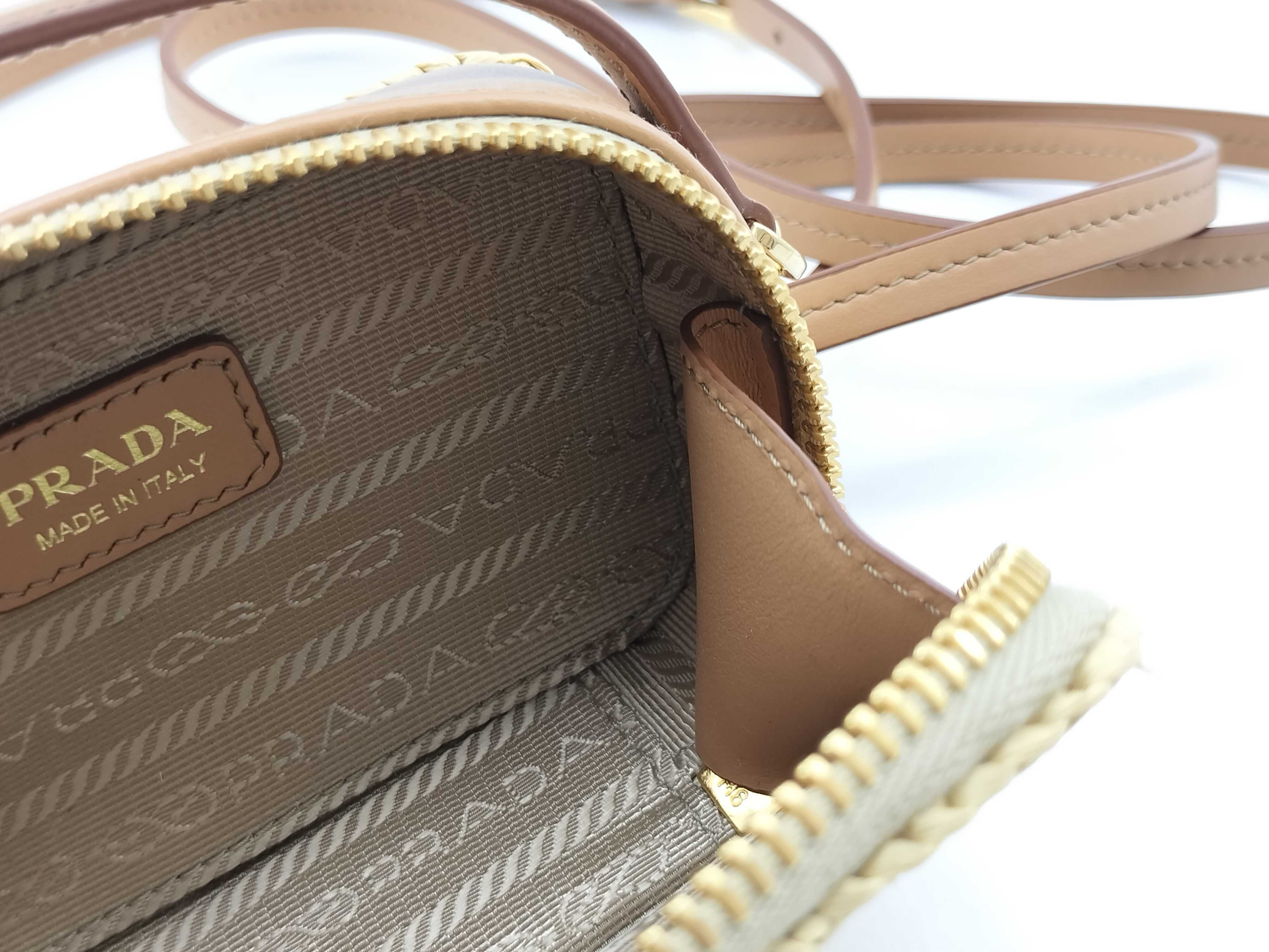 Raffia x Leather 2-Way Shoulder Bag Brown 1NR025 Handbag — view 11