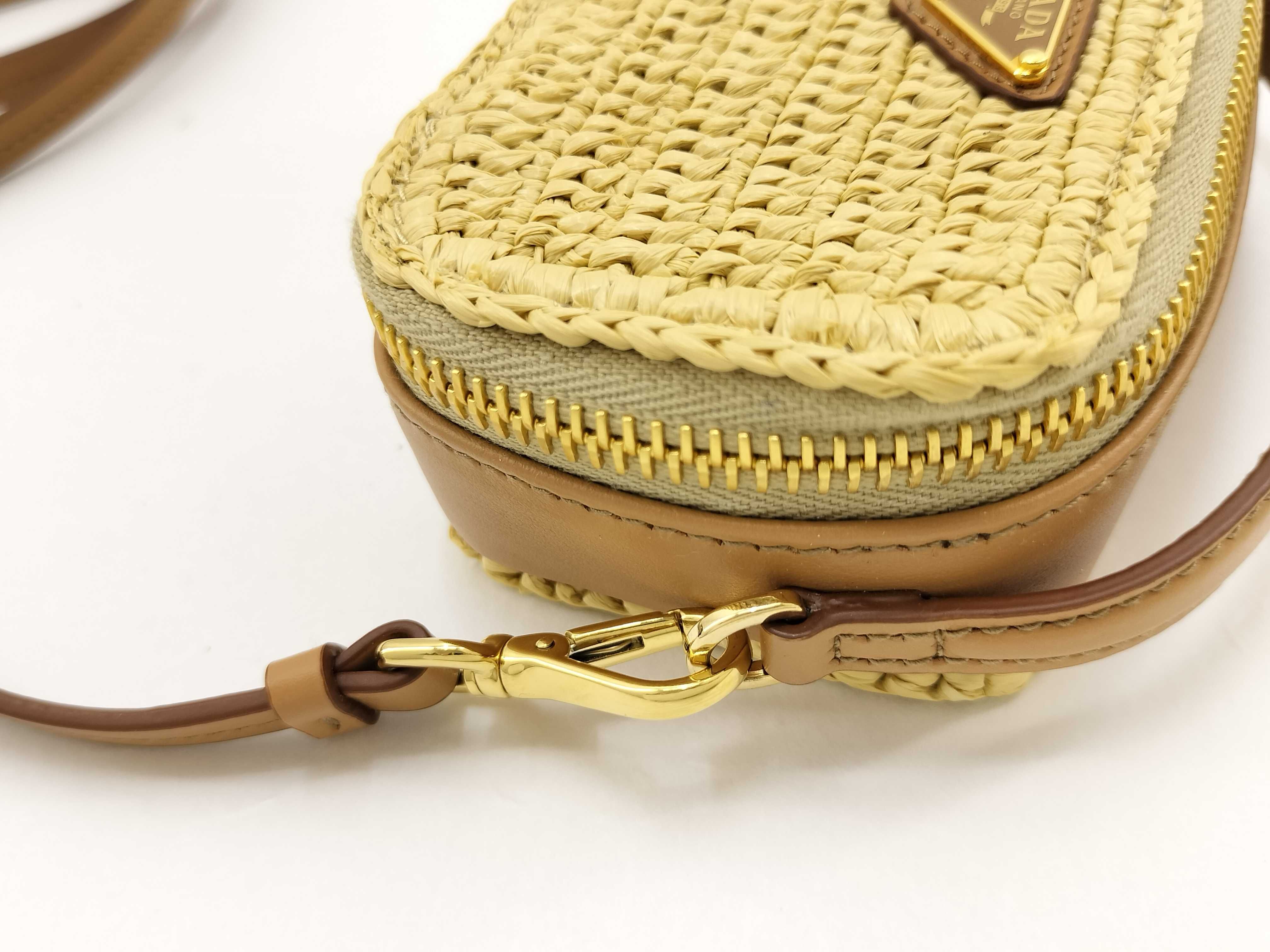 Raffia x Leather 2-Way Shoulder Bag Brown 1NR025 Handbag — view 5