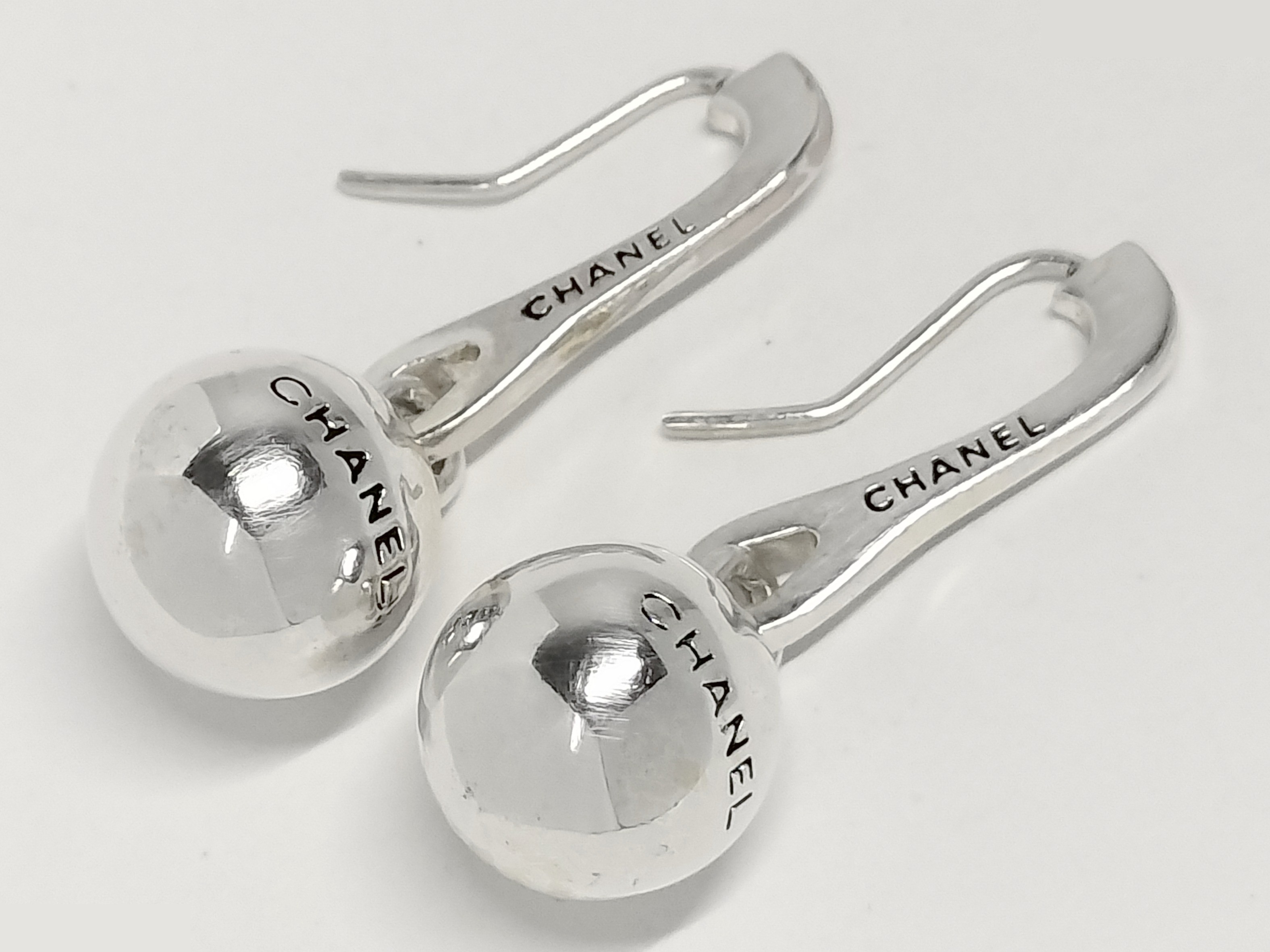 Logo ball silver earrings — view 2