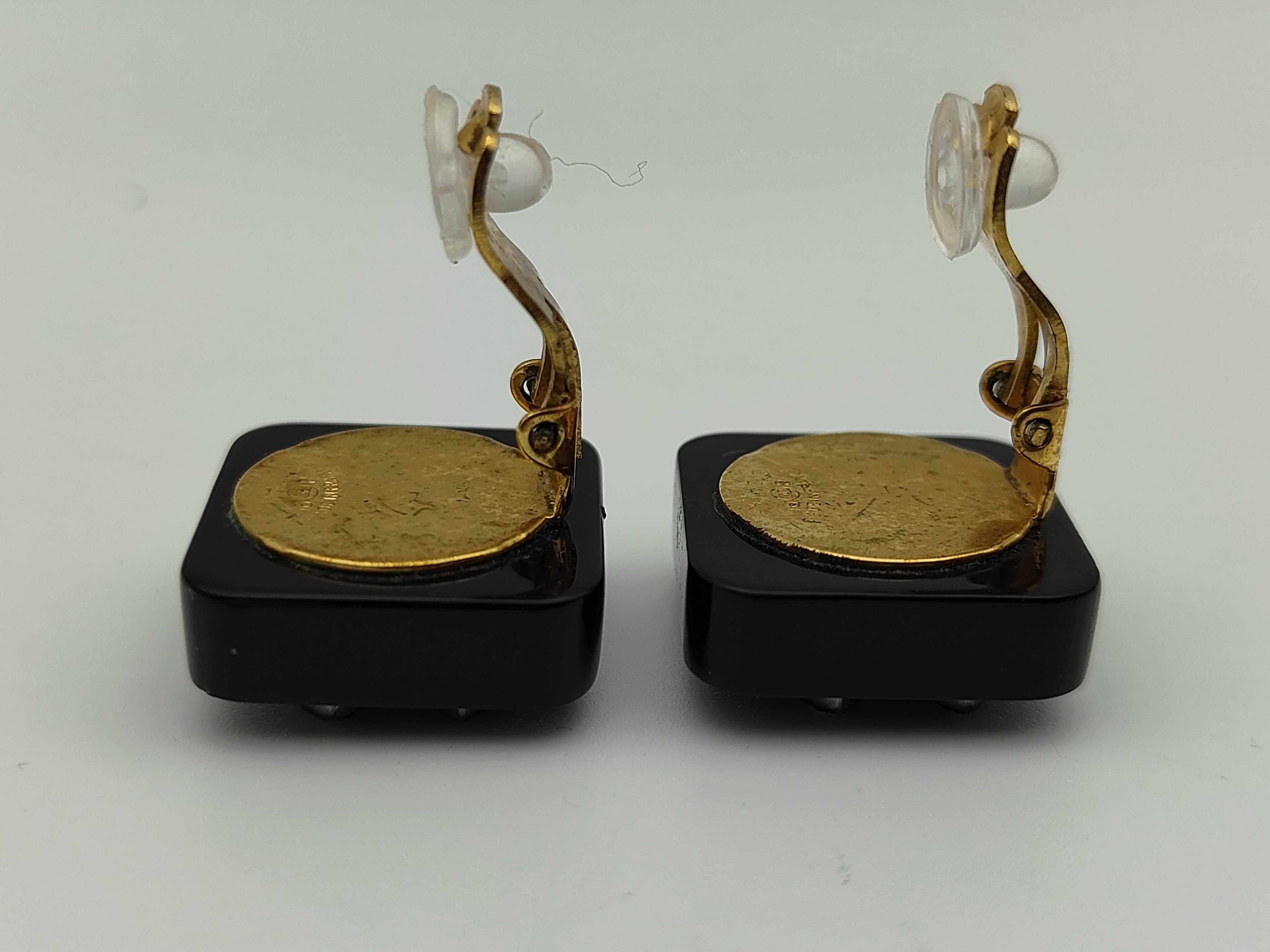 earrings black x gold x clear plastic x metal material x rhinestone earrings — view 4