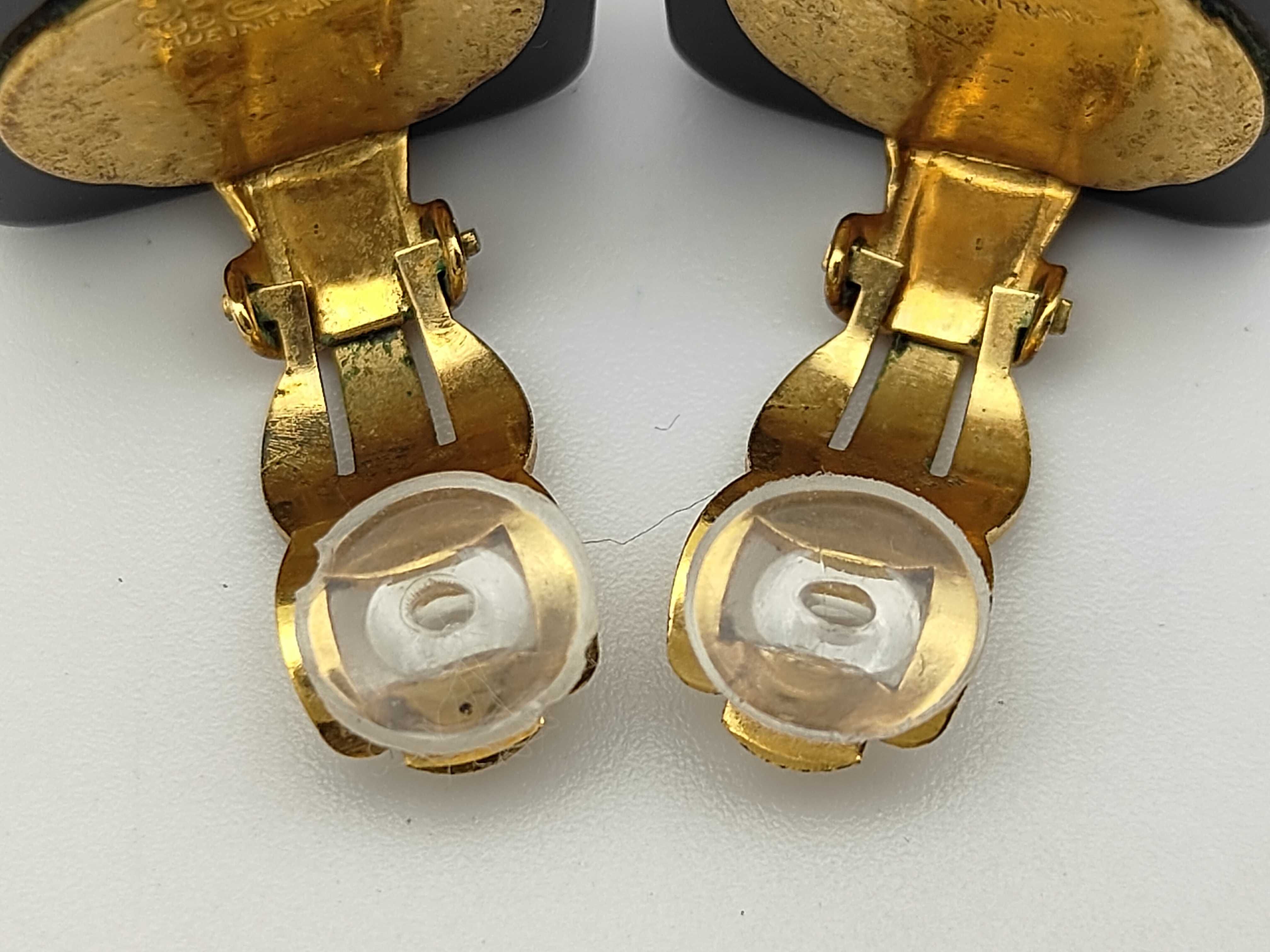 earrings black x gold x clear plastic x metal material x rhinestone earrings — view 7