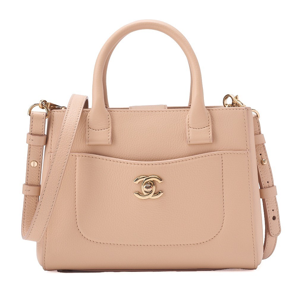 Caviar Skin Neo Executive 2-Way Handbag, Beige
