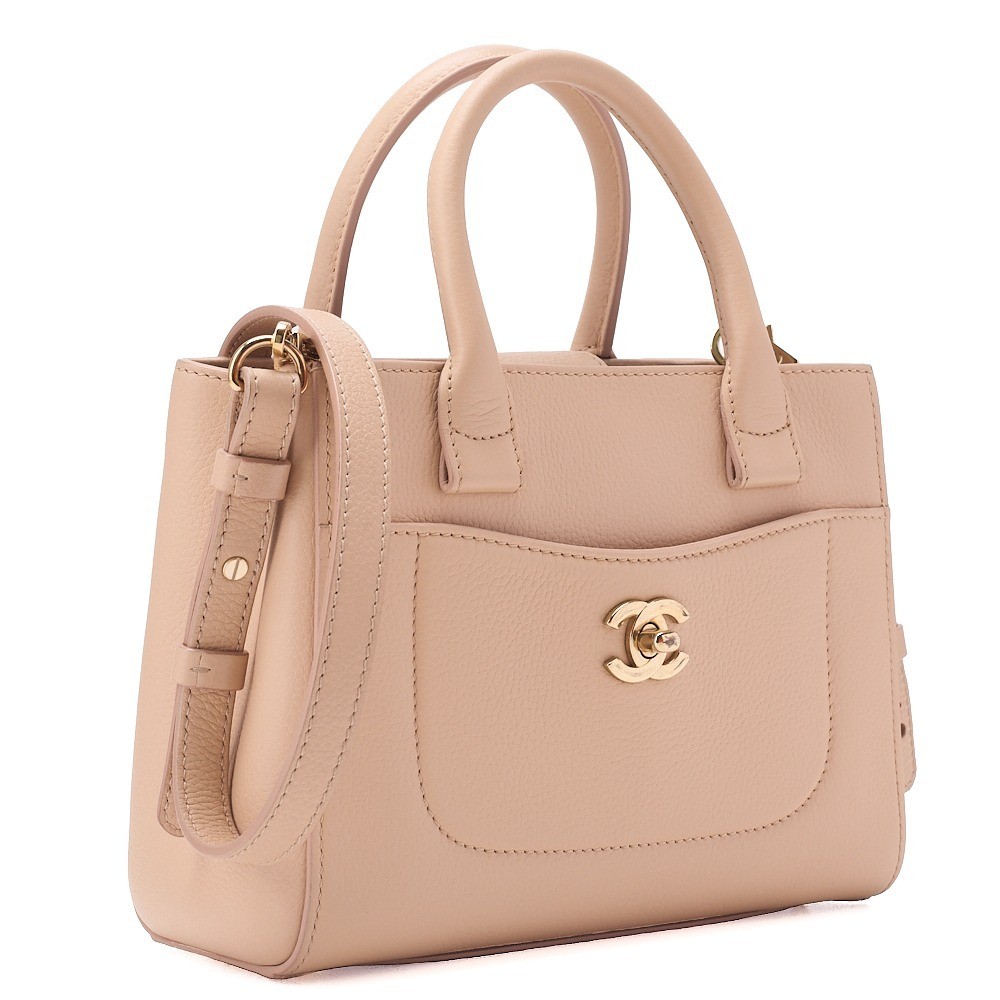 Caviar Skin Neo Executive 2-Way Handbag, Beige — view 3